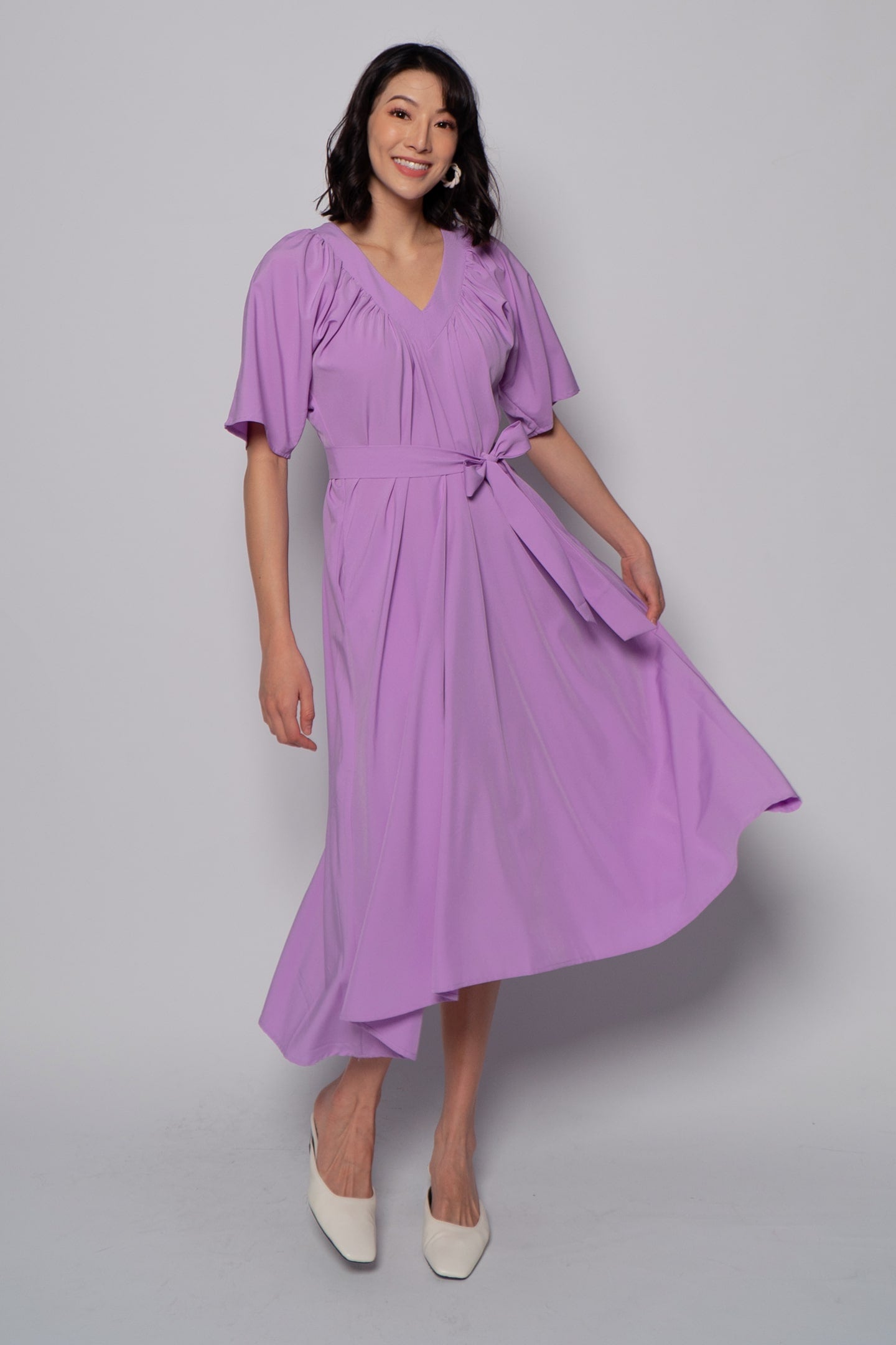 Whitney V Dress in Plain Lavender