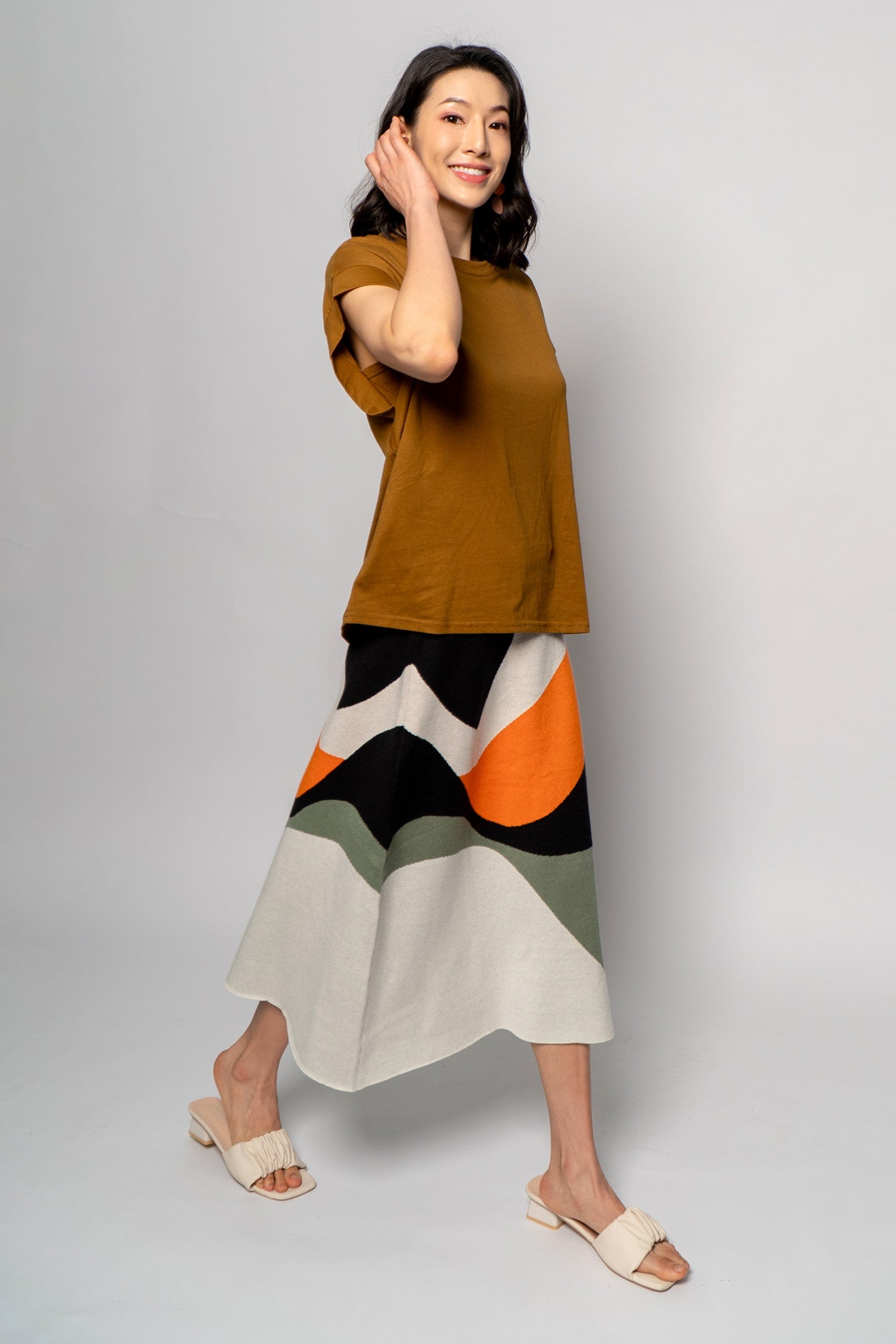 Ximmy Knit Skirt in Orange
