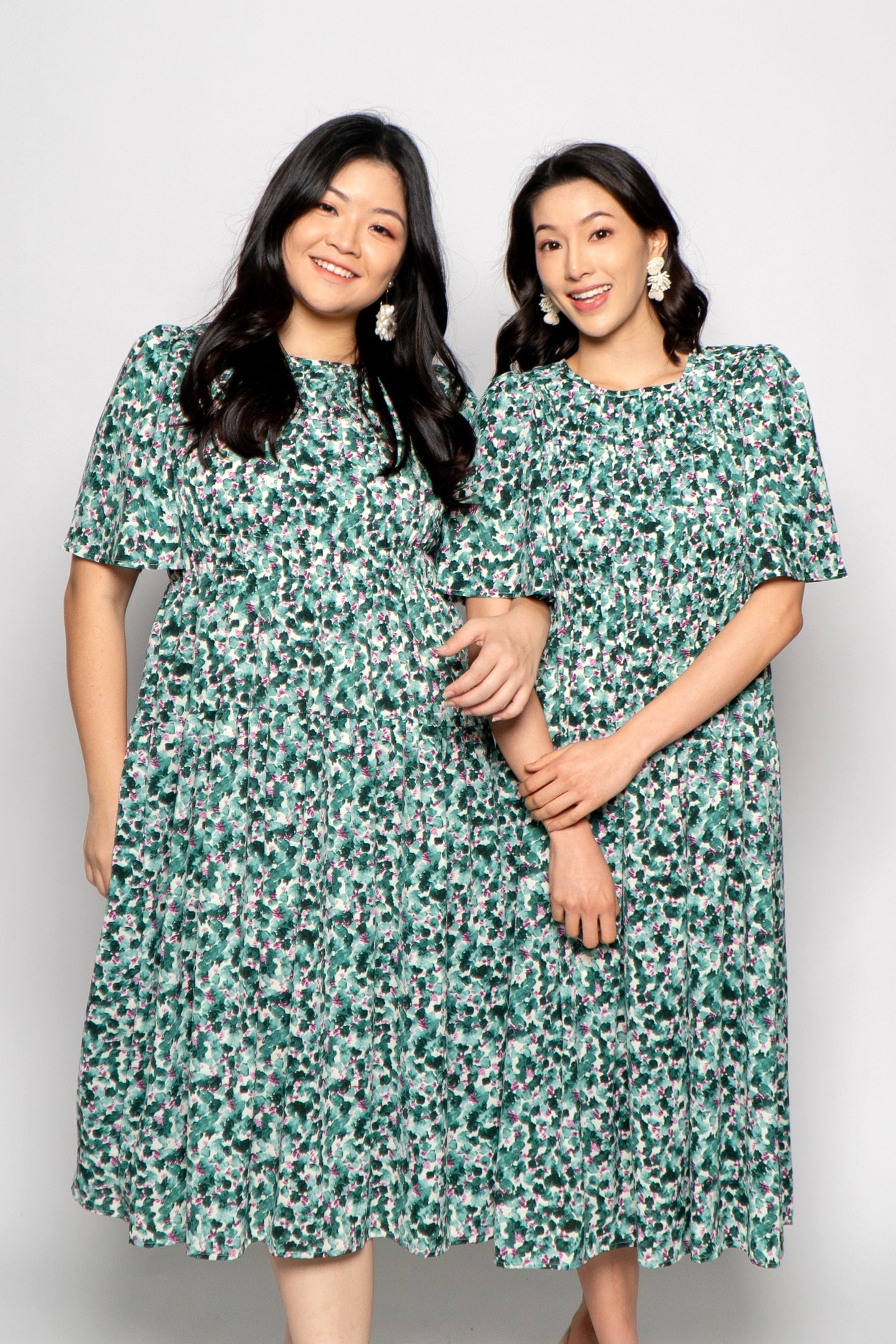 Astha Dress in Green Poppies