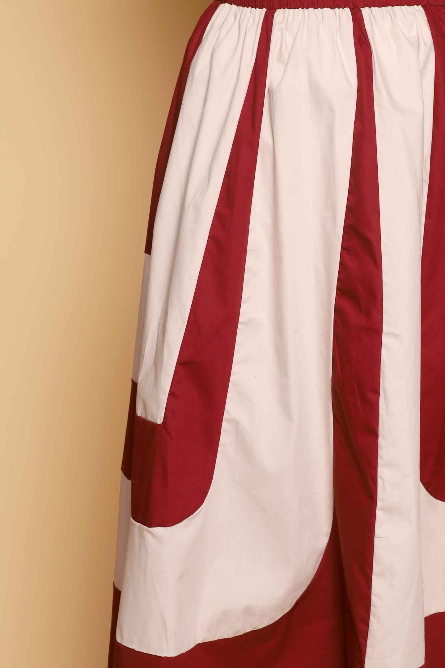 PO - Danae Colourblock Skirt in Maroon