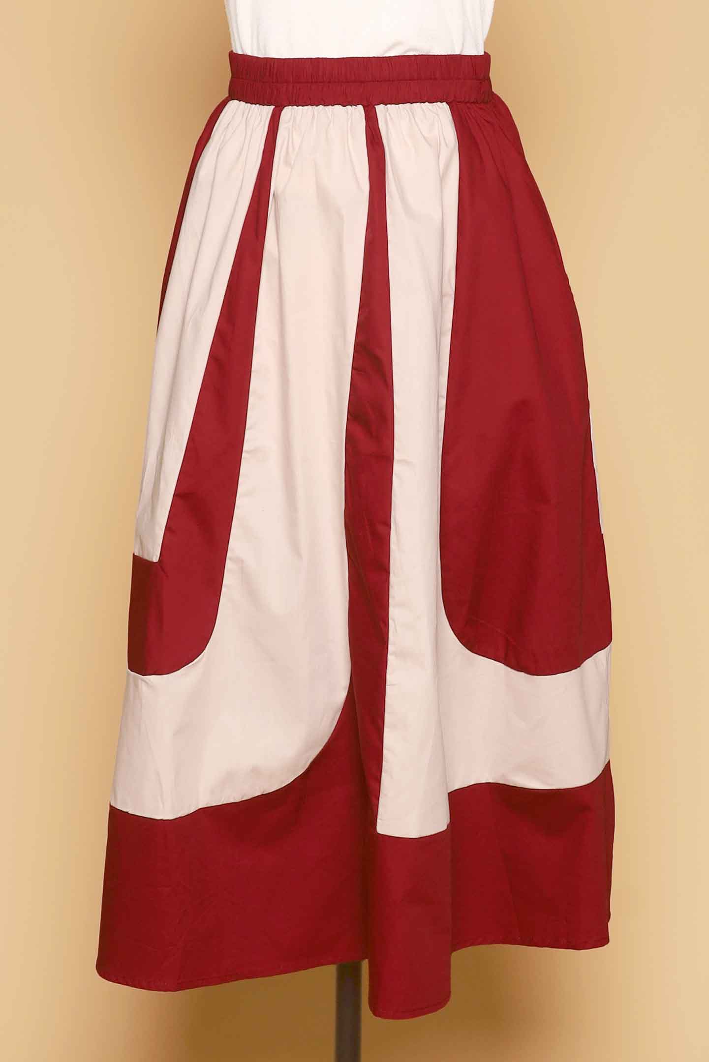 PO - Danae Colourblock Skirt in Maroon