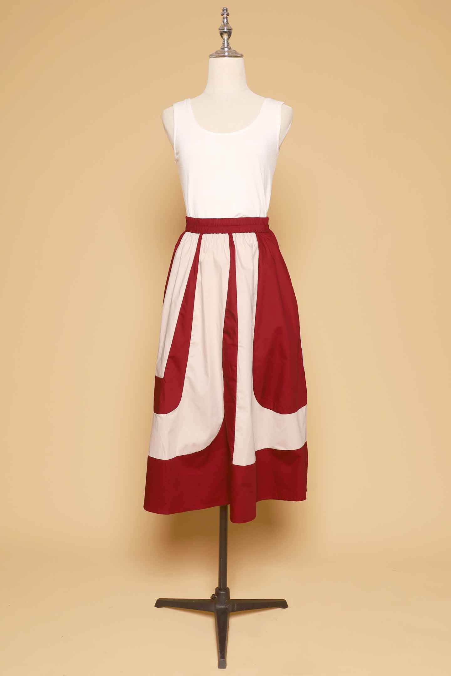 PO - Danae Colourblock Skirt in Maroon