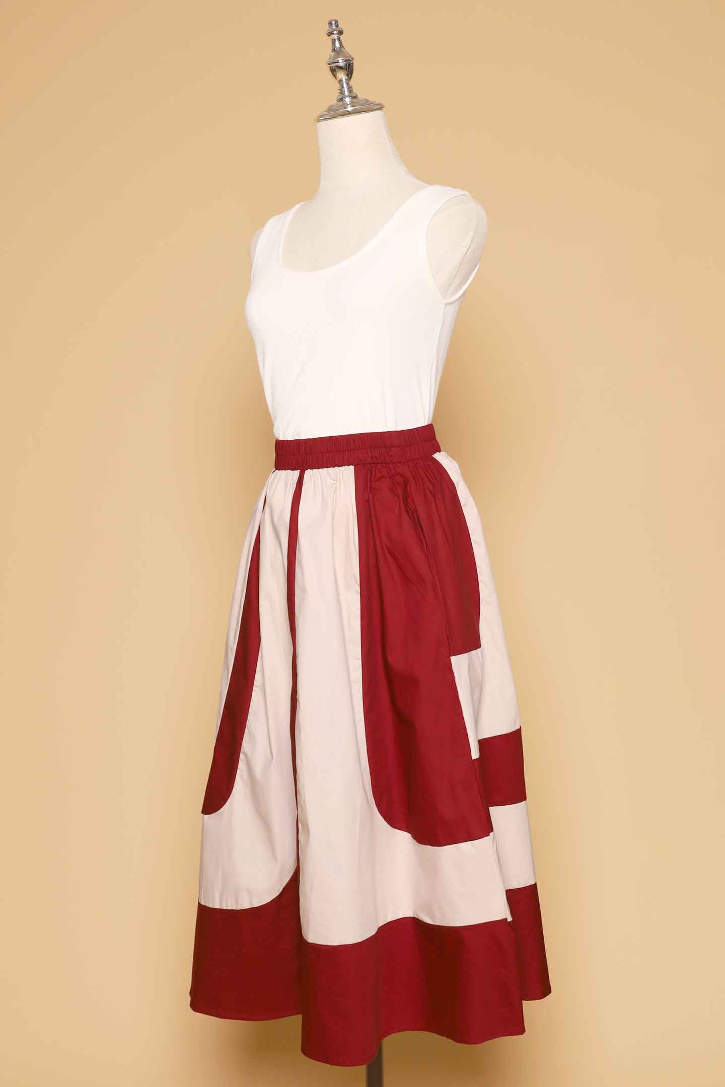 PO - Danae Colourblock Skirt in Maroon
