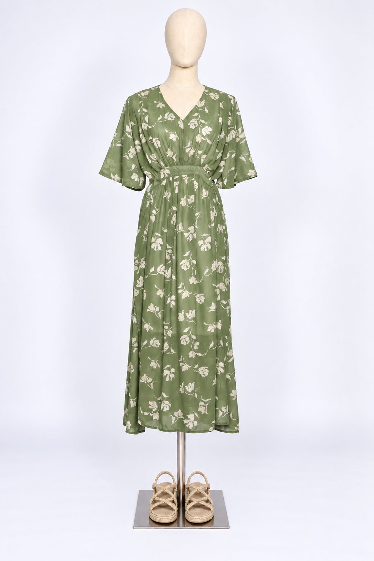 PO - Denise Dress in Green Floral Garden