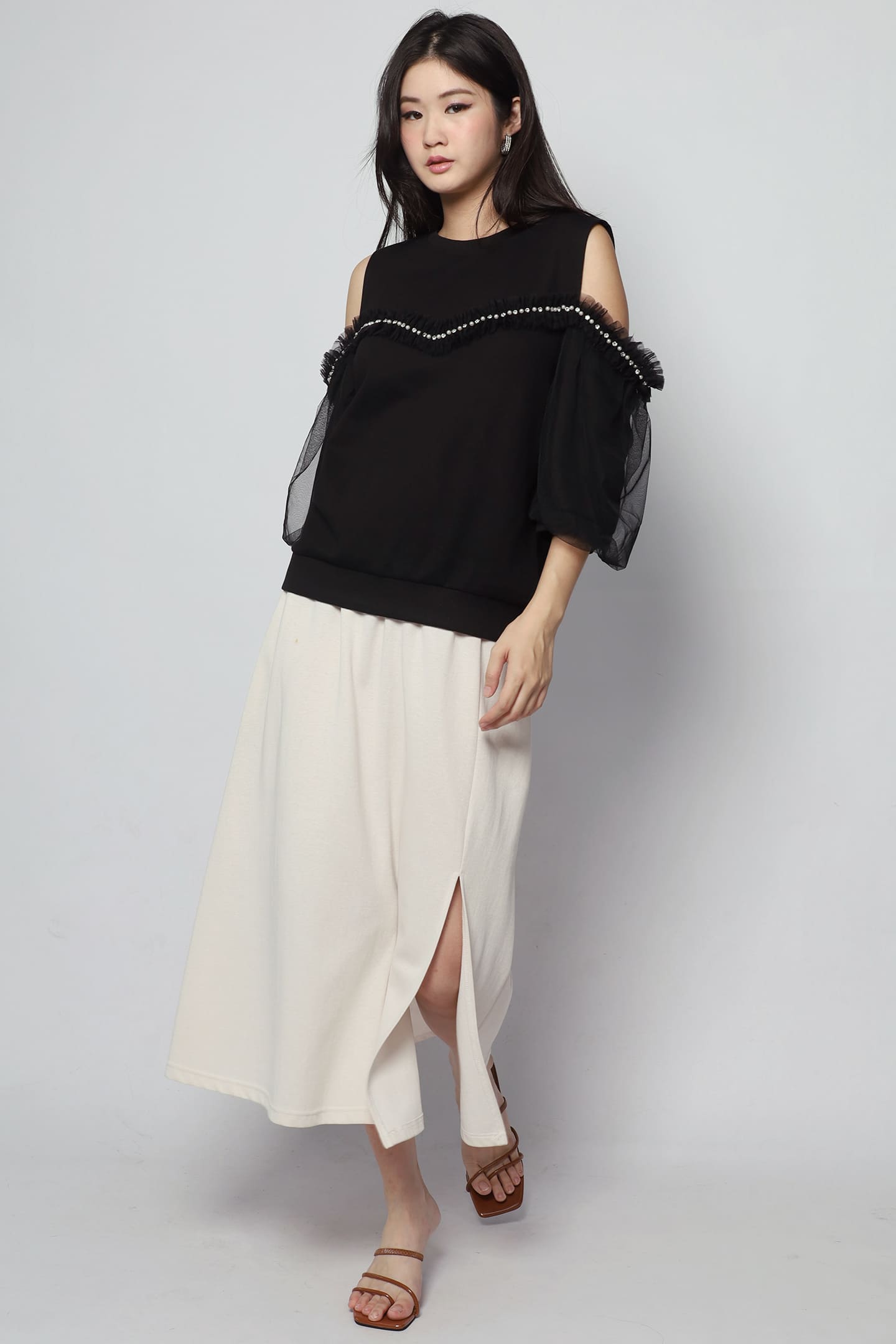 Didi Cold Shoulder Top in Black