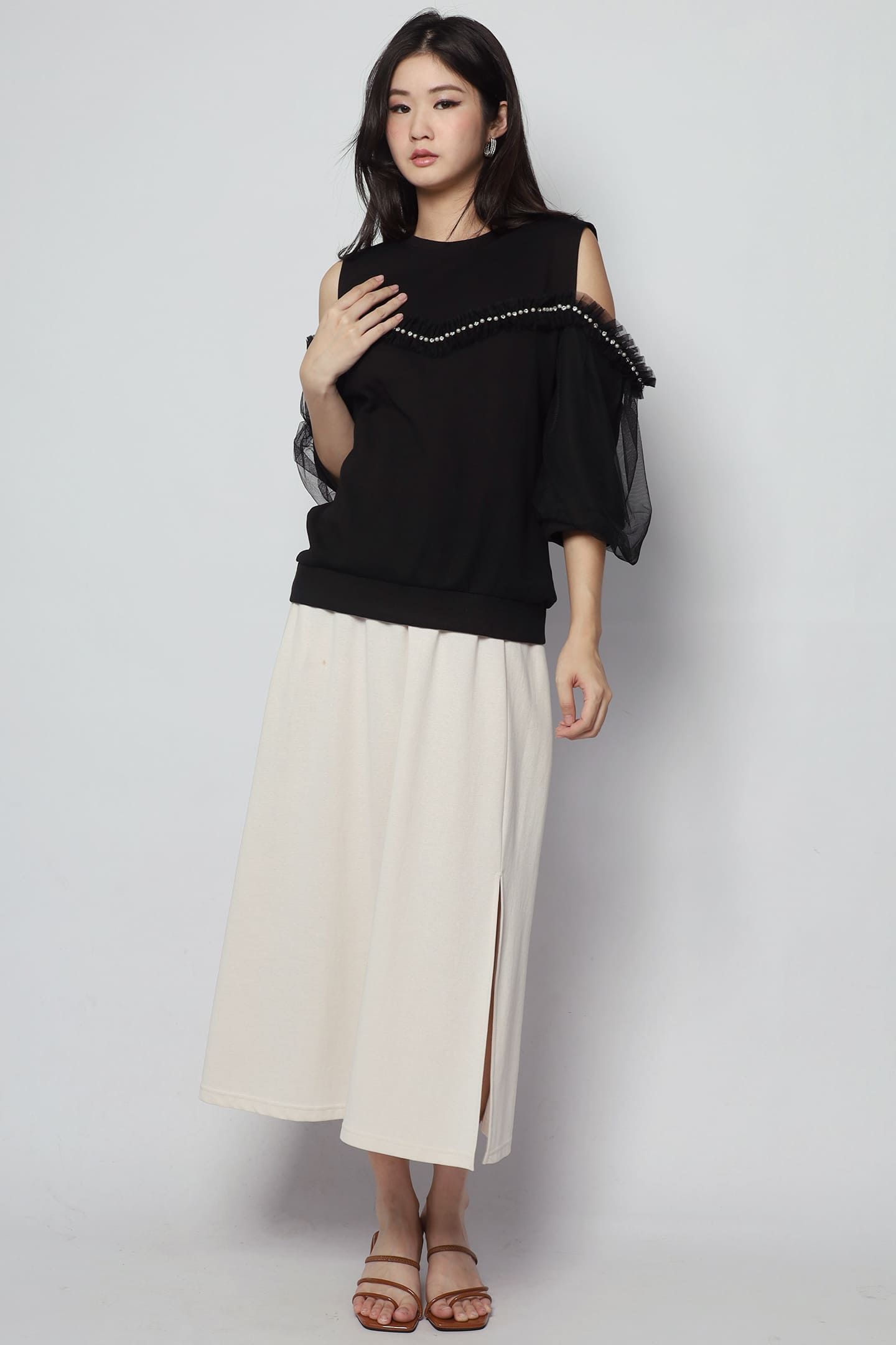 Didi Cold Shoulder Top in Black