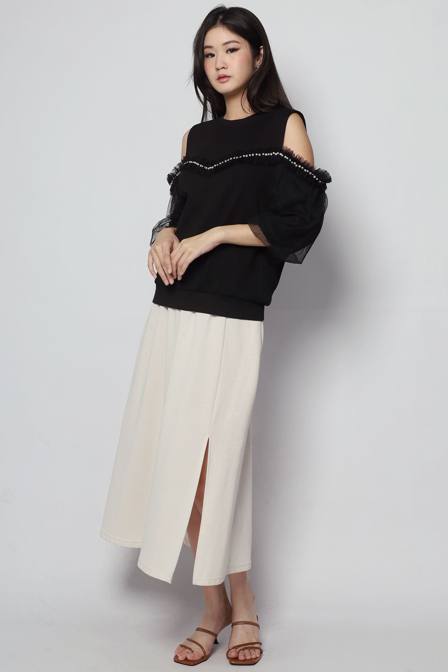 Didi Cold Shoulder Top in Black