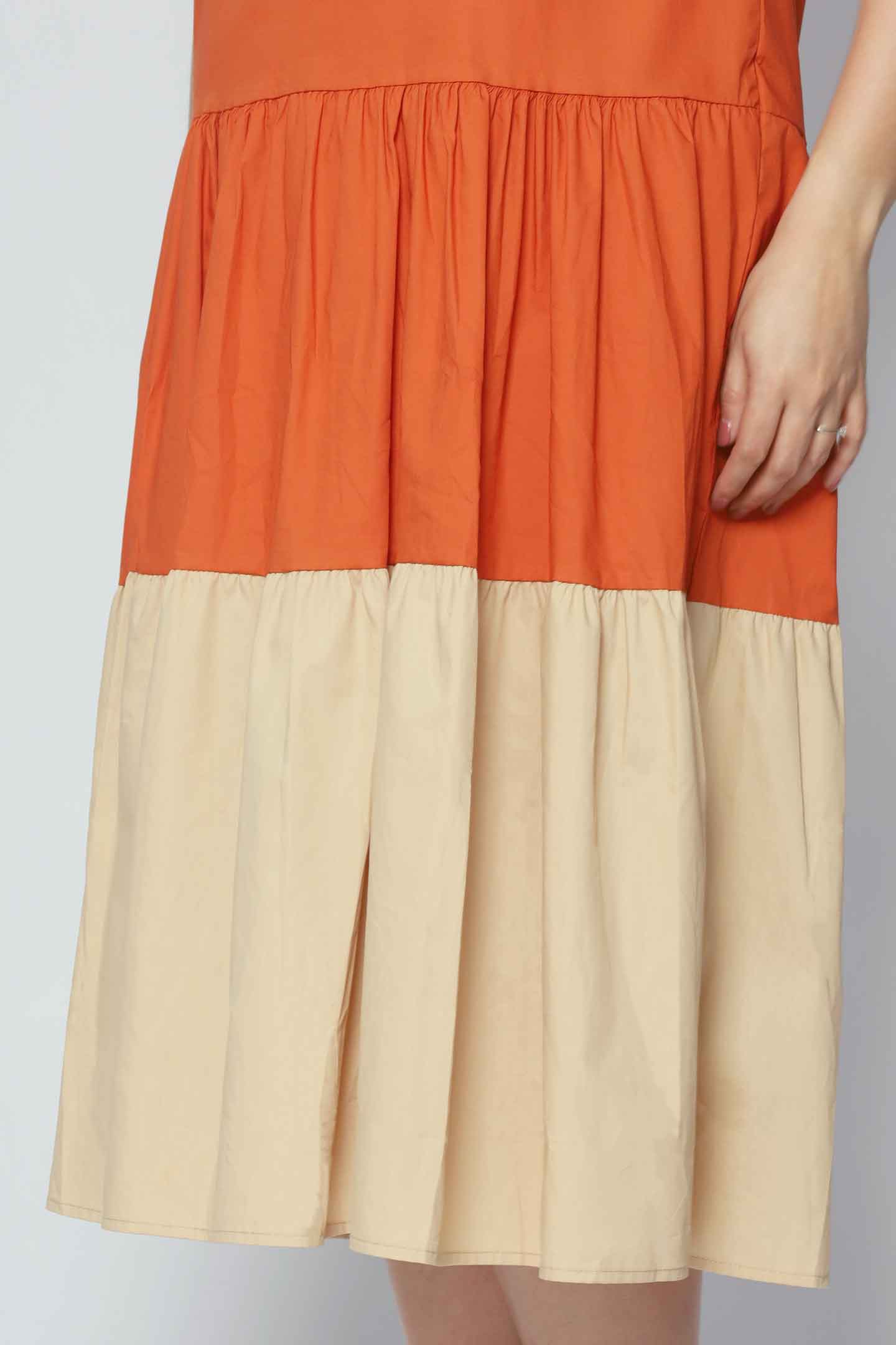 Donya Colourblock Dress in Orange