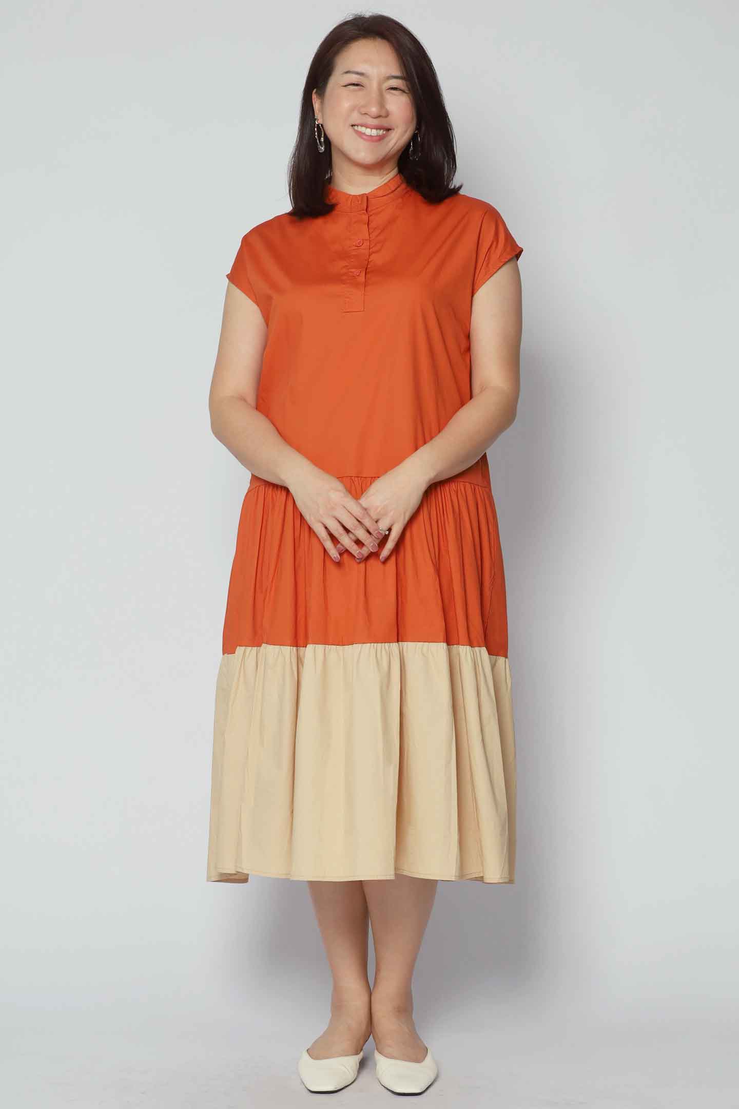 Donya Colourblock Dress in Orange