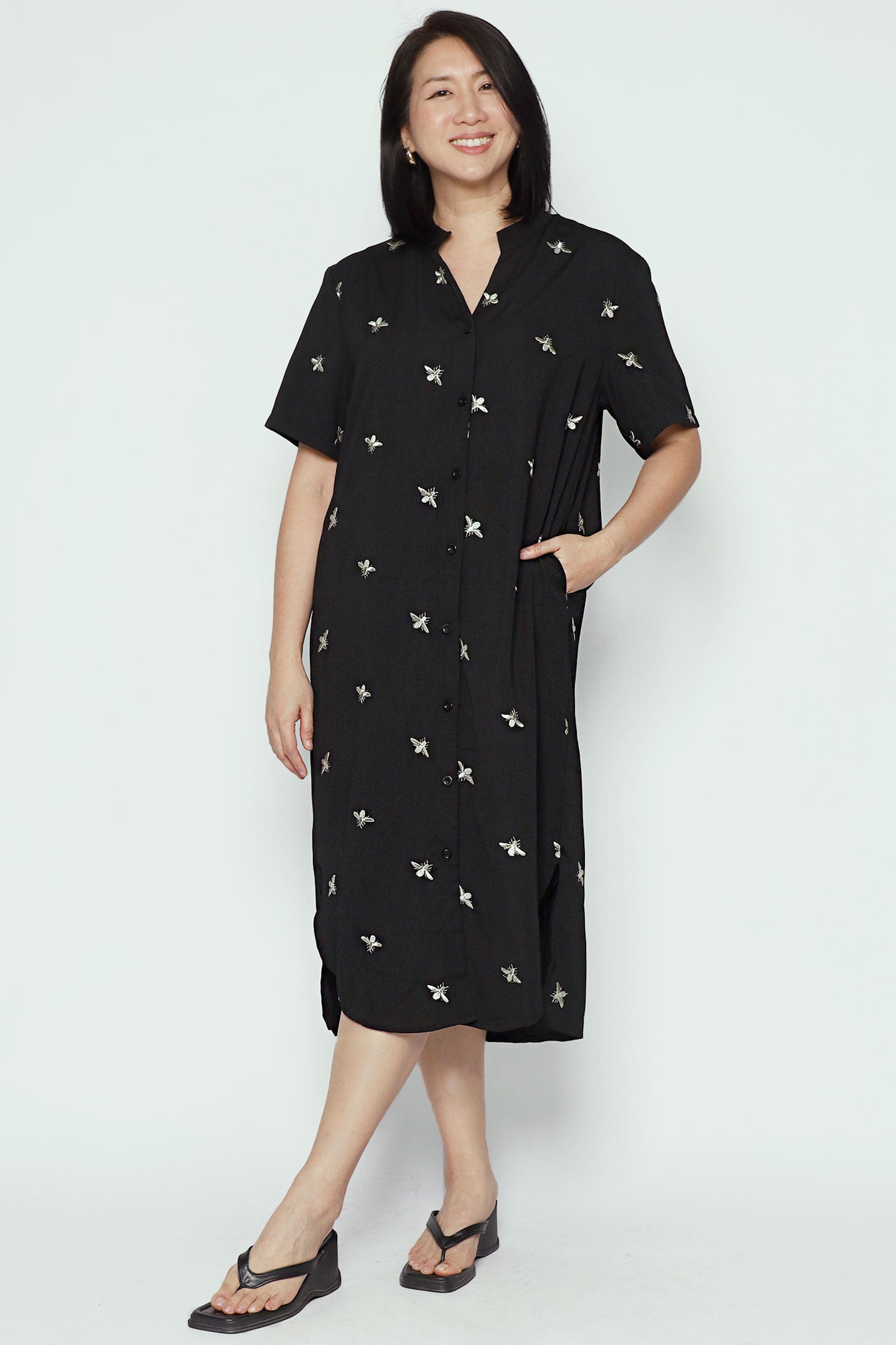 Eline Shirt Dress in Champagne Bee