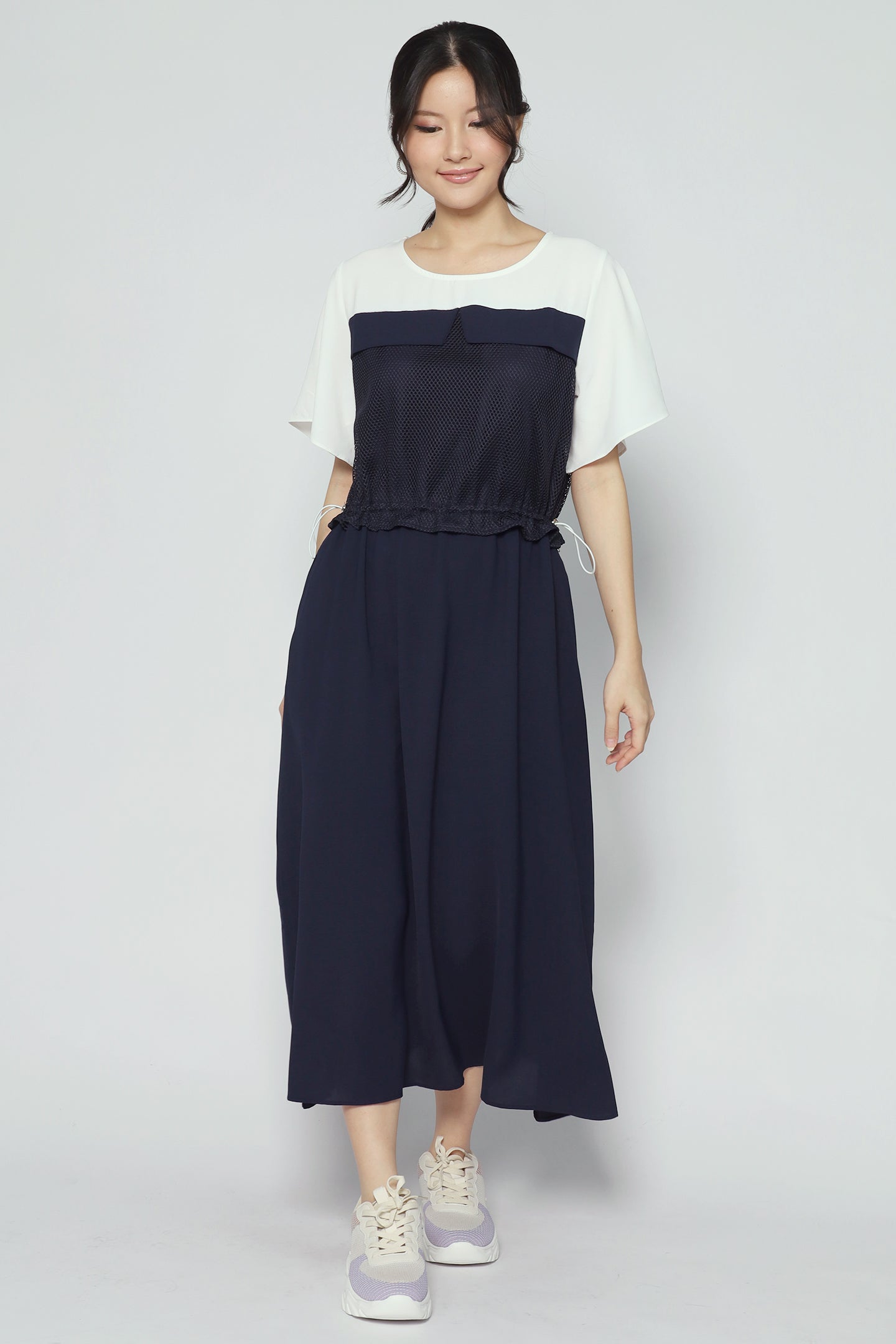 Flicka Netted Dress in Navy