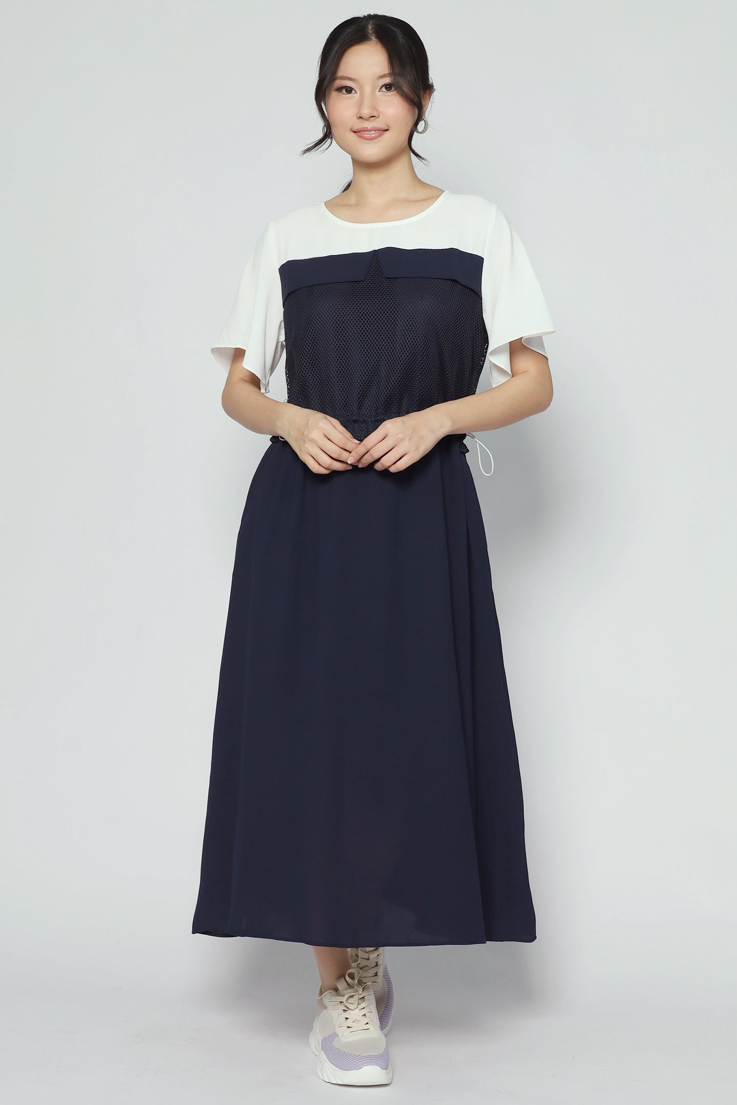 Flicka Netted Dress in Navy