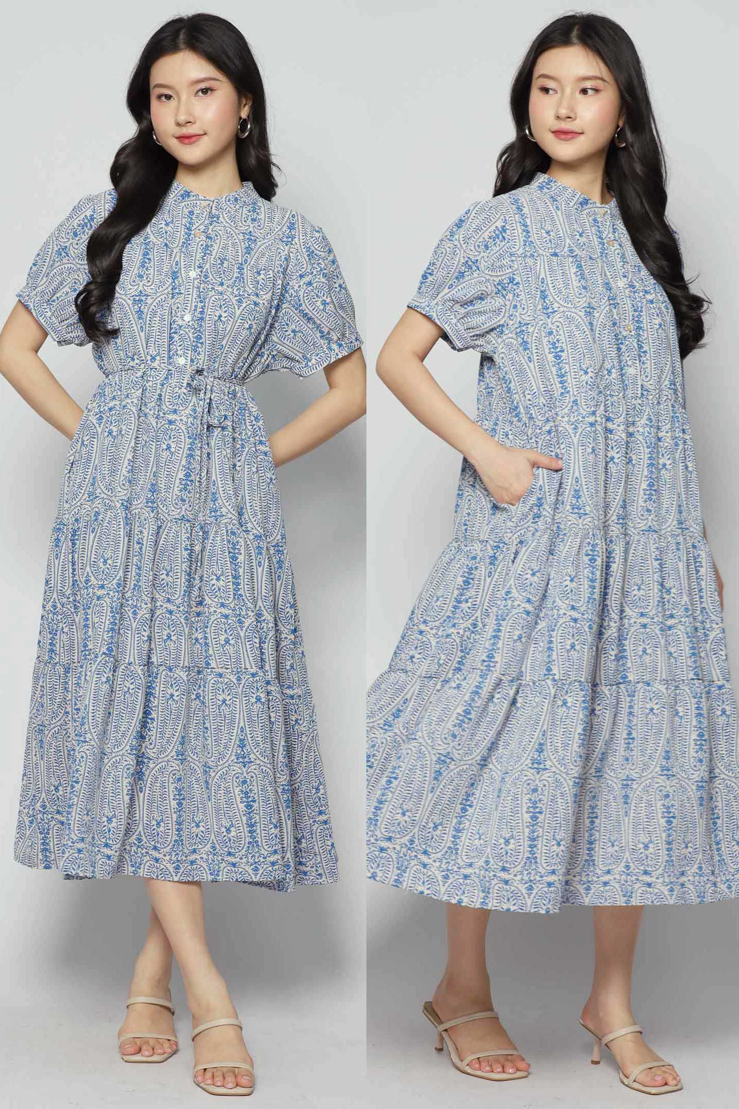 Fifi Dress in Blue Paisley