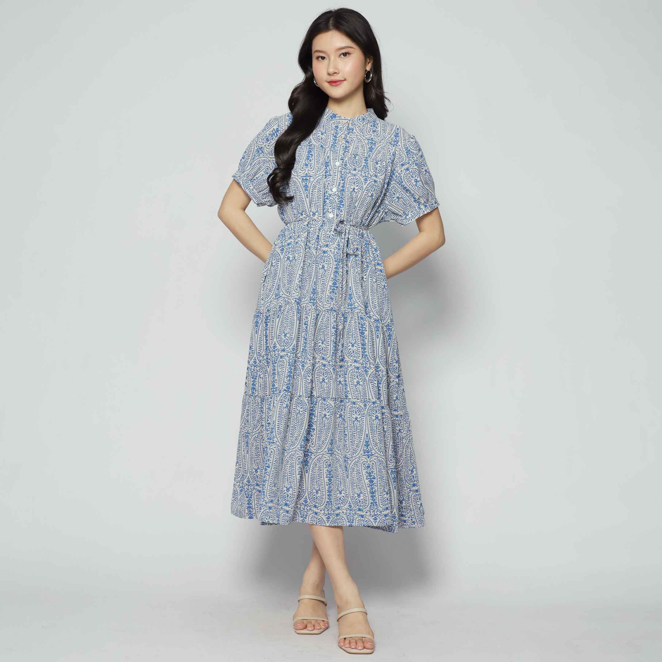 Fifi Dress in Blue Paisley