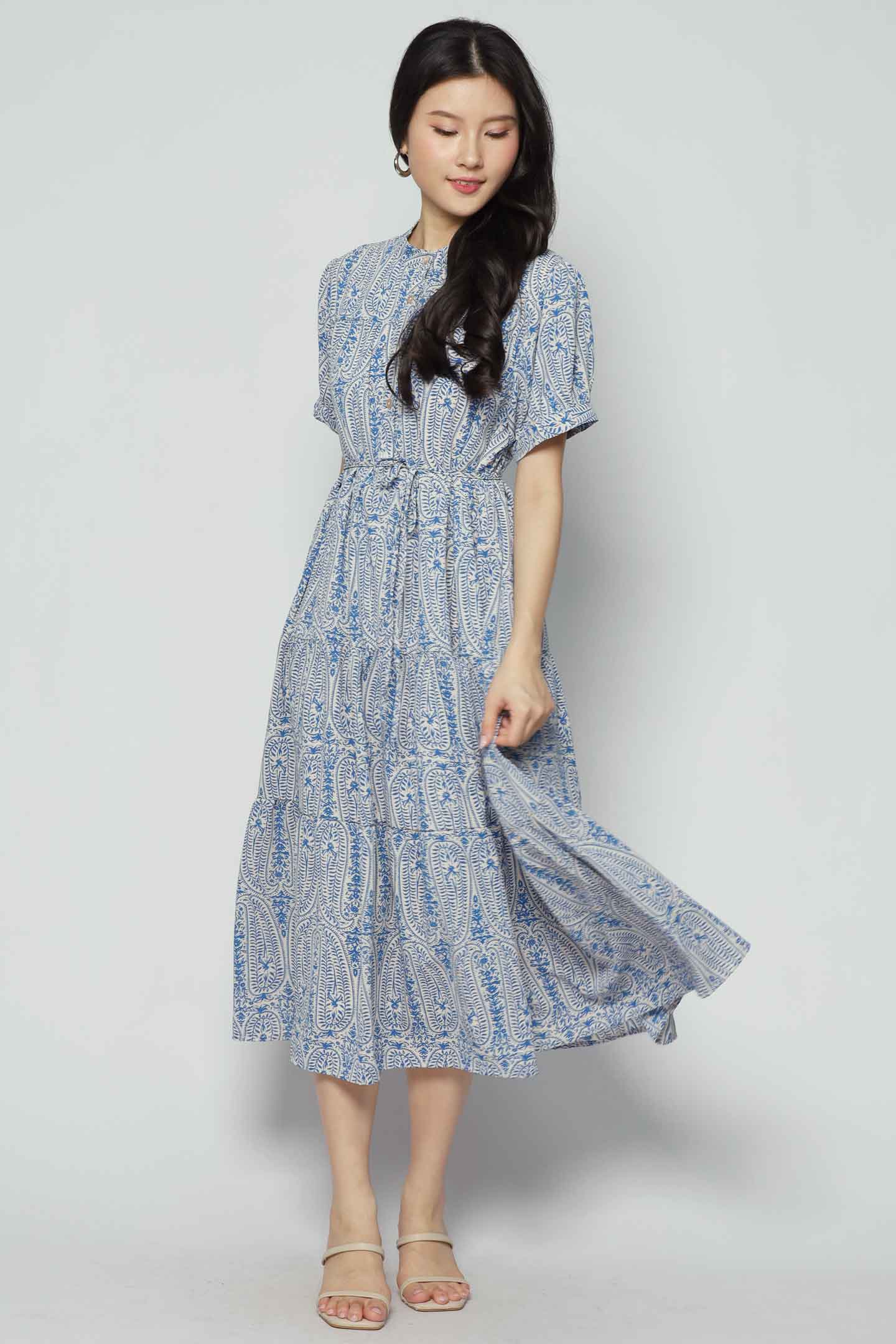 Fifi Dress in Blue Paisley