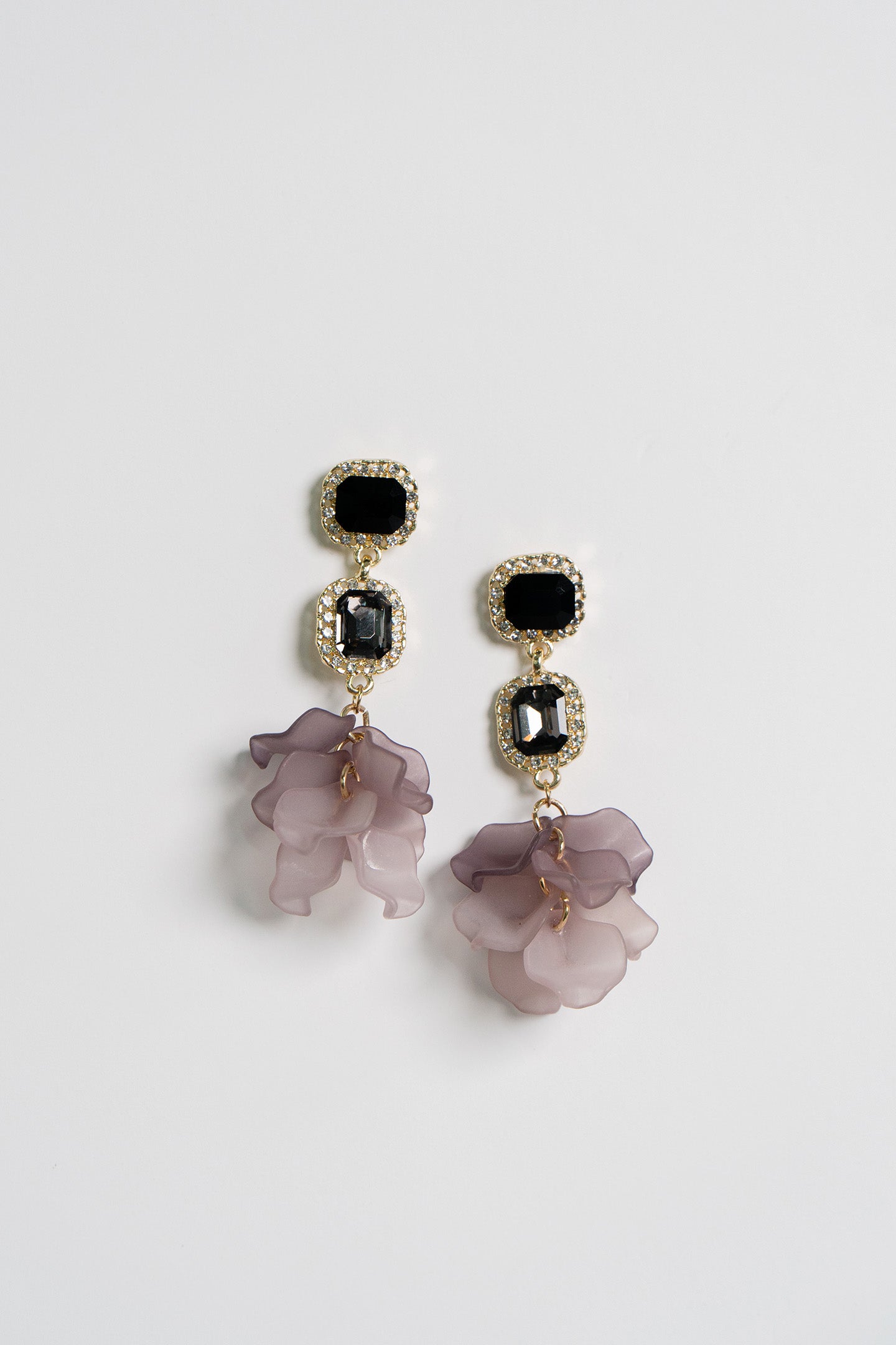 Onyx Diamond Floral Earrings