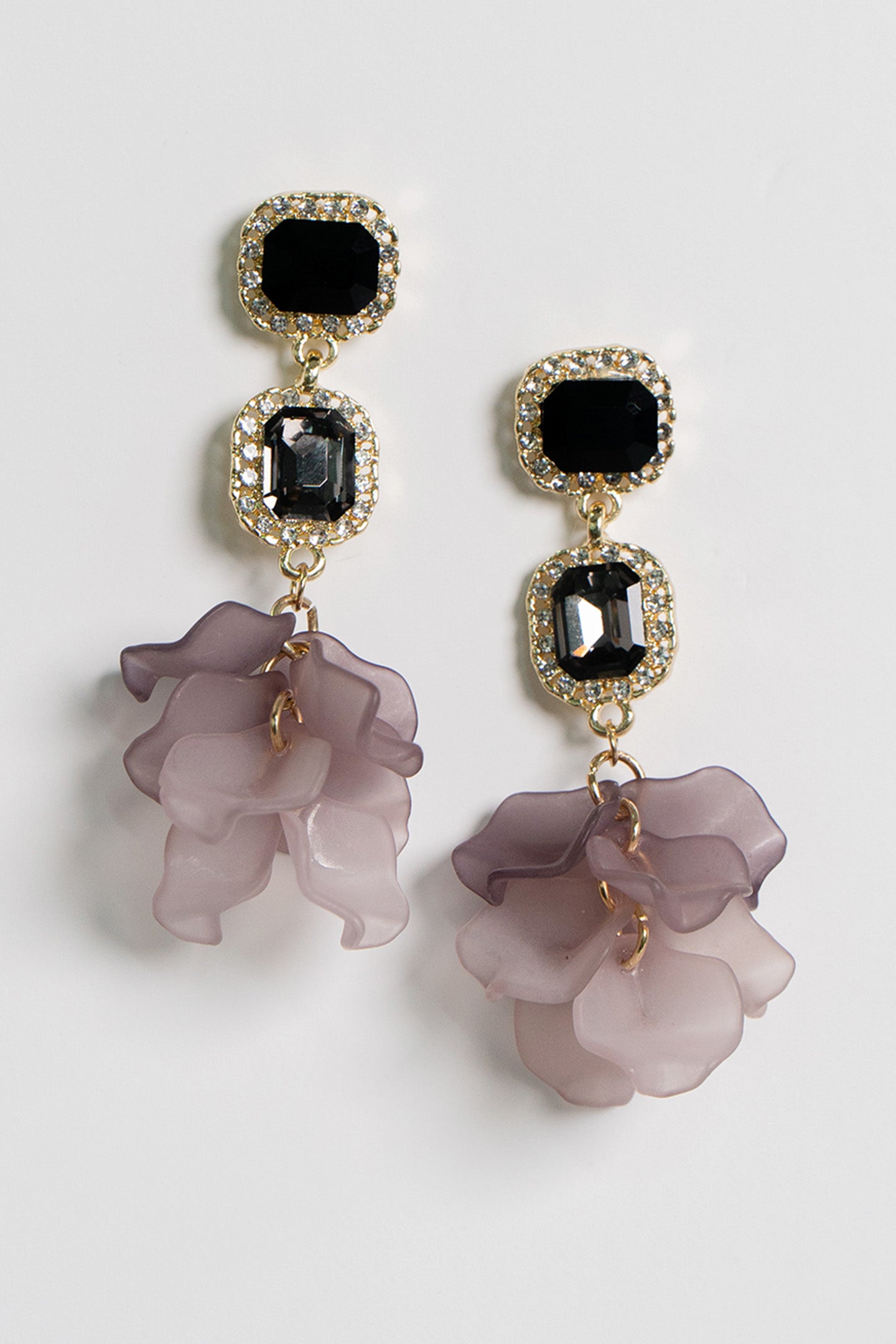 Onyx Diamond Floral Earrings