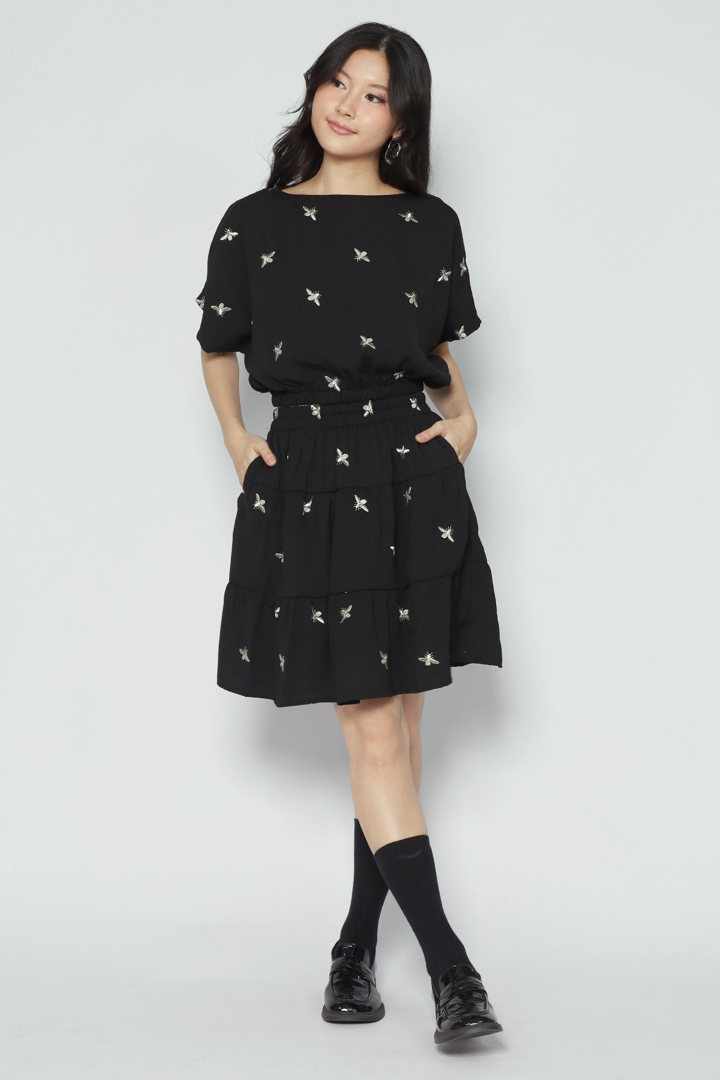 Gem 2 in 1 Champagne Bee Top and Skirt Set