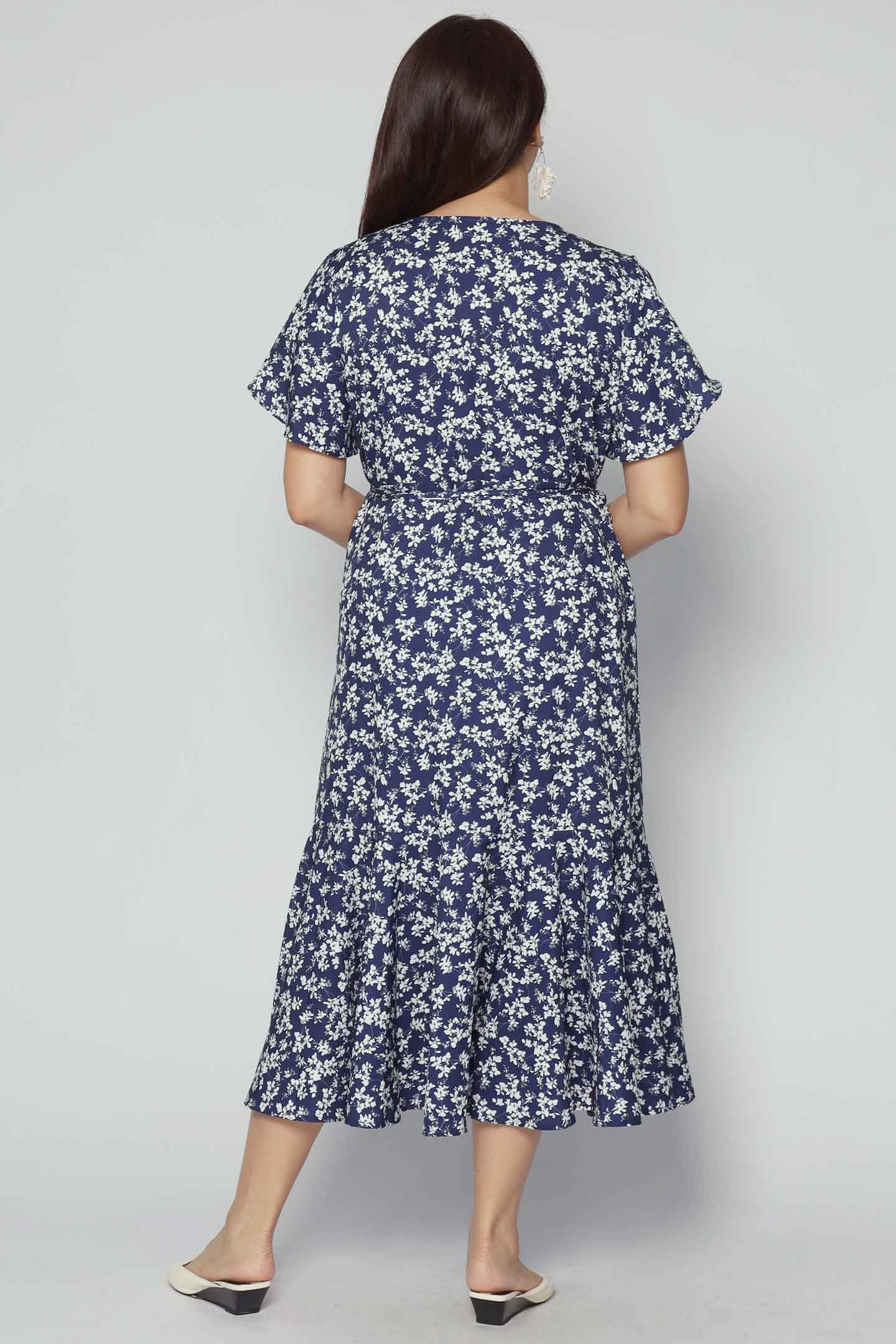 Ginnie Wrap Dress in Blue Dream Garden