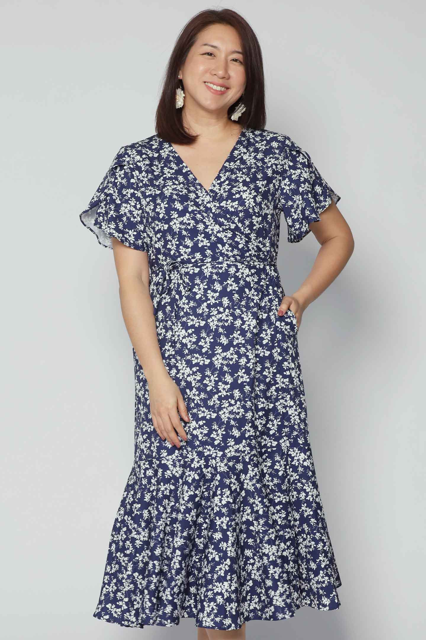 Ginnie Wrap Dress in Blue Dream Garden