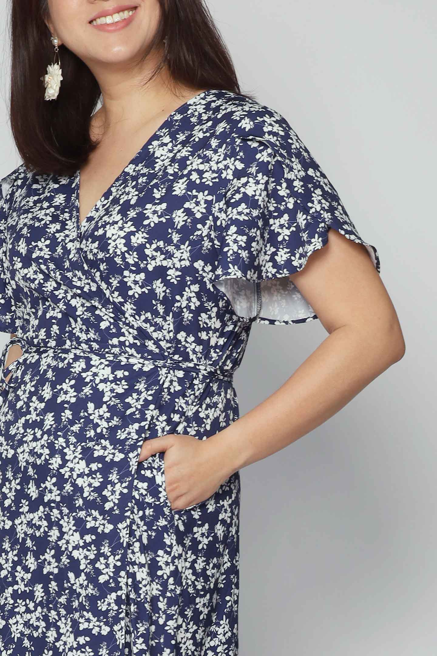 Ginnie Wrap Dress in Blue Dream Garden