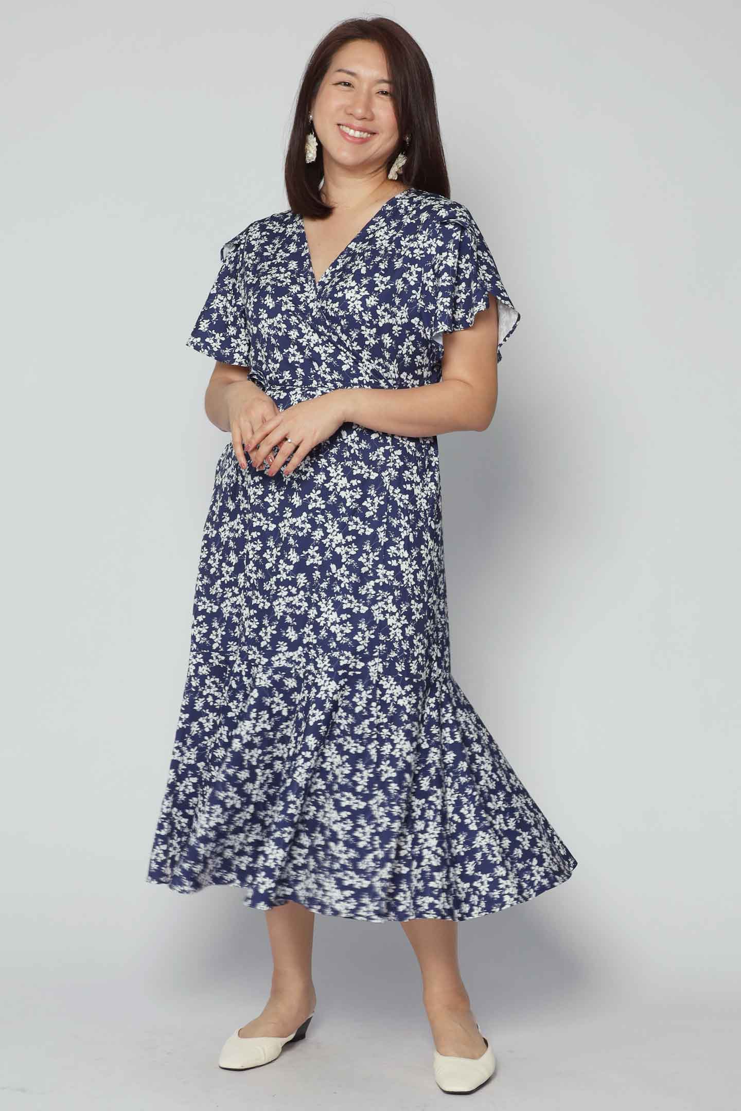 Ginnie Wrap Dress in Blue Dream Garden