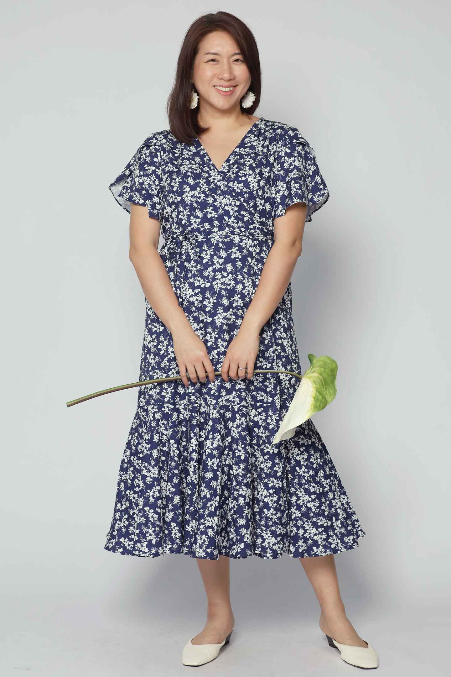 Ginnie Wrap Dress in Blue Dream Garden