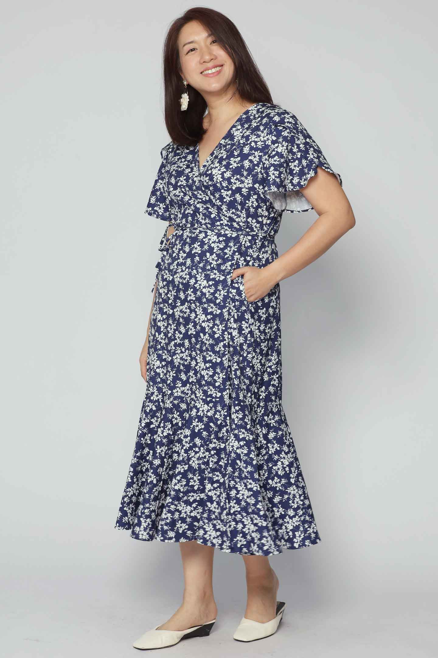 Ginnie Wrap Dress in Blue Dream Garden