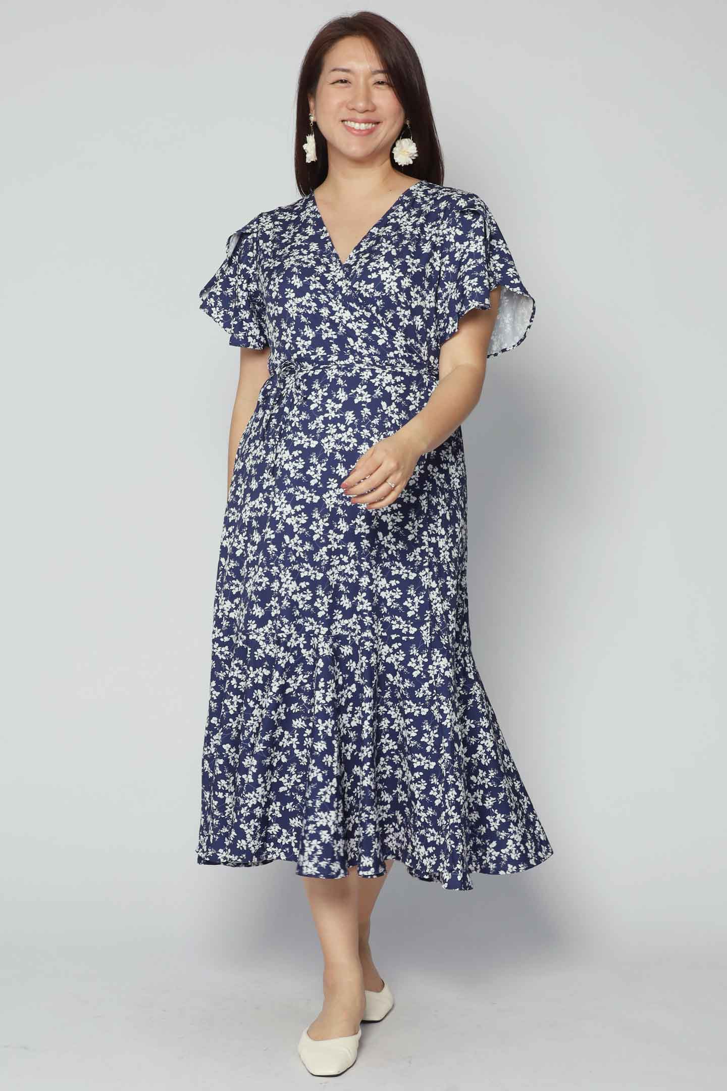 Ginnie Wrap Dress in Blue Dream Garden