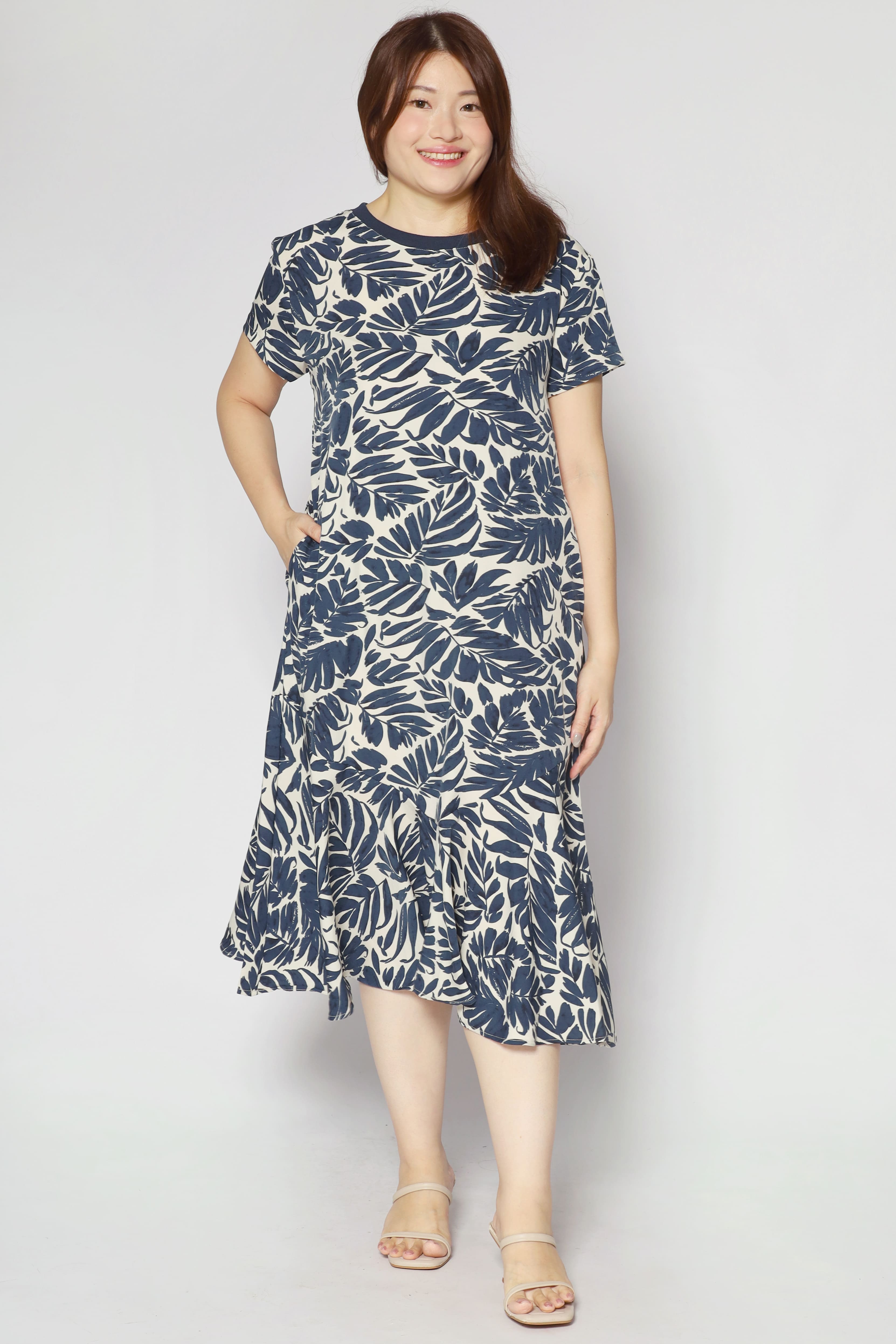 Gisele Dress in Navy Fern