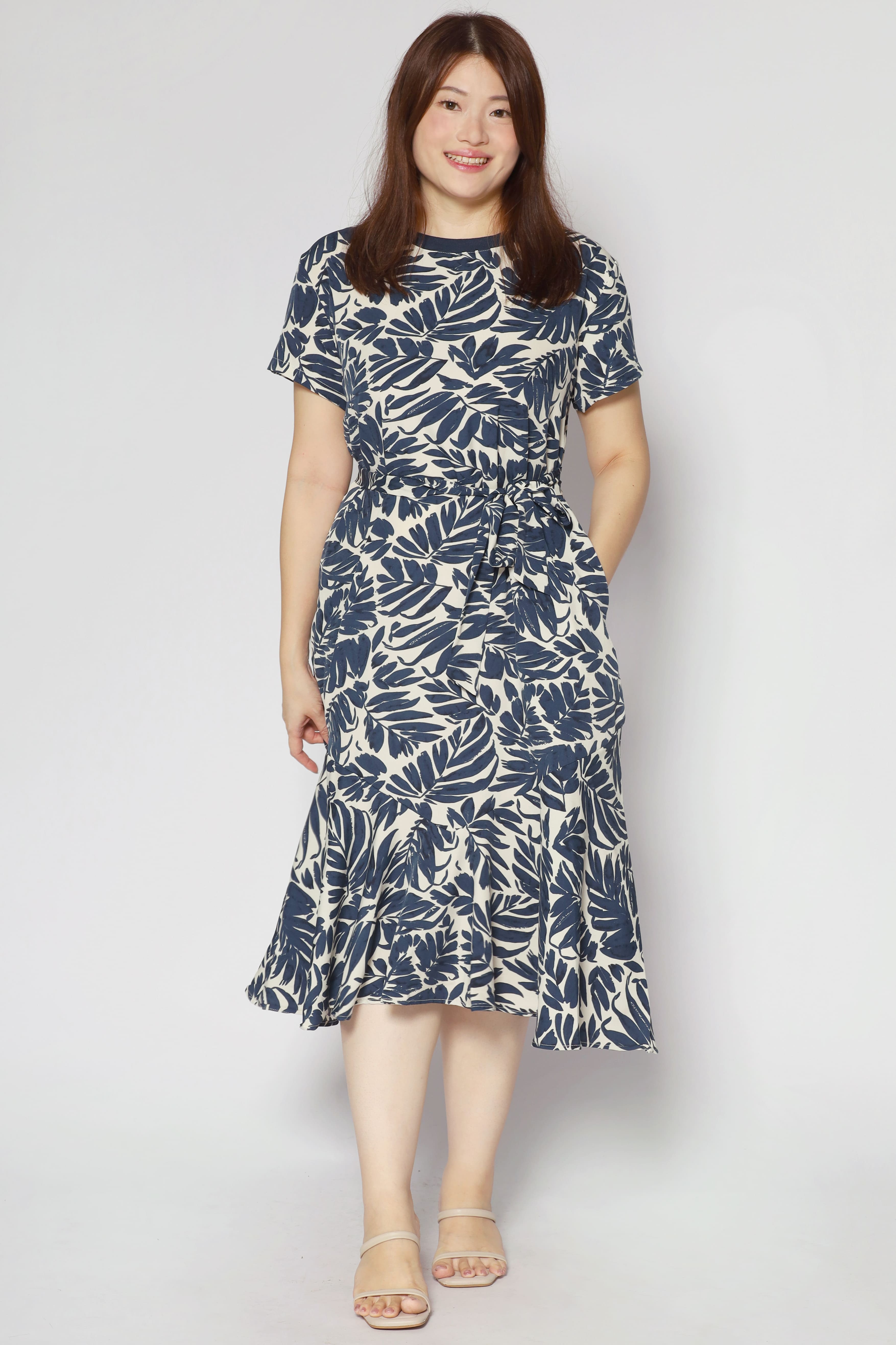 Gisele Dress in Navy Fern