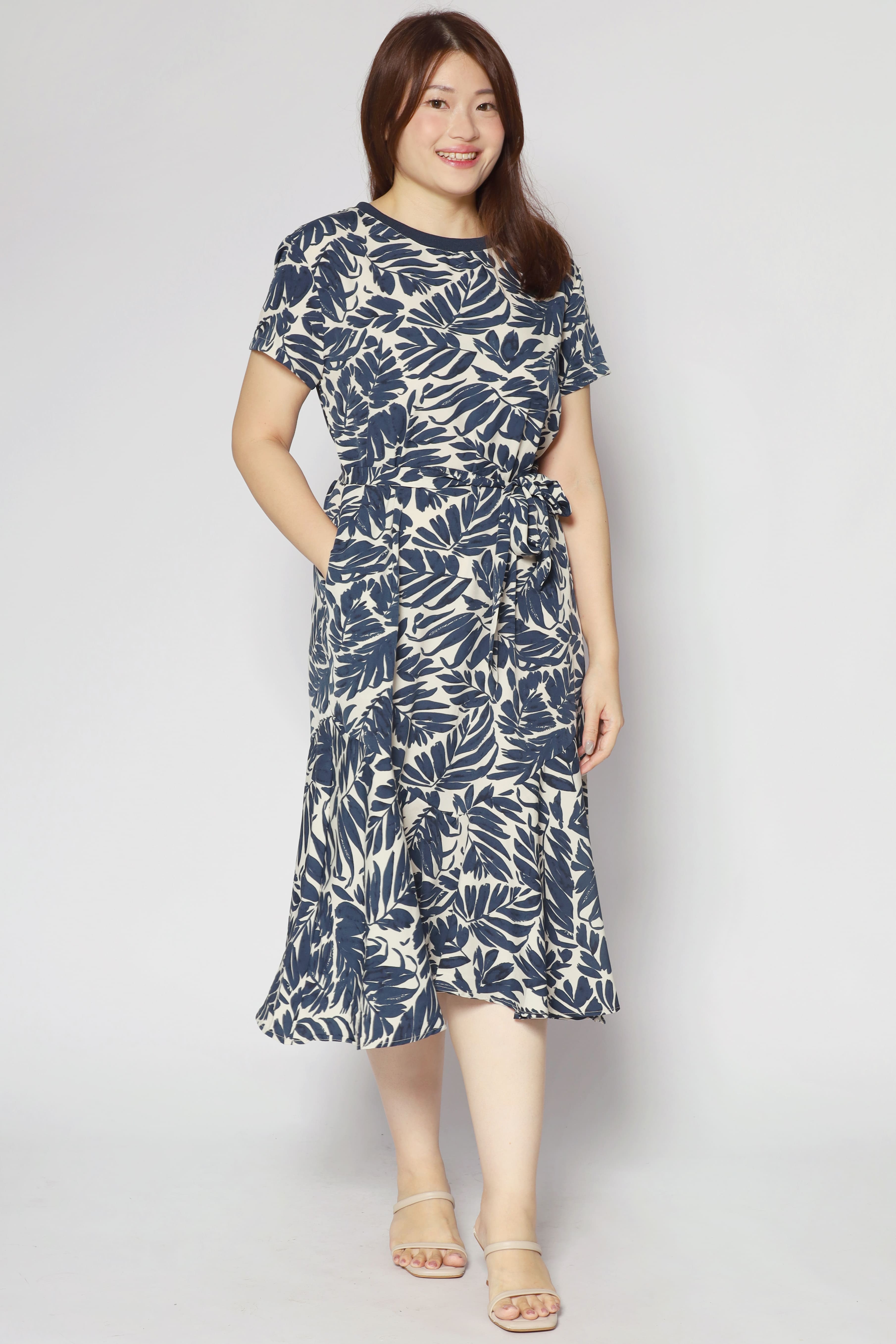 Gisele Dress in Navy Fern