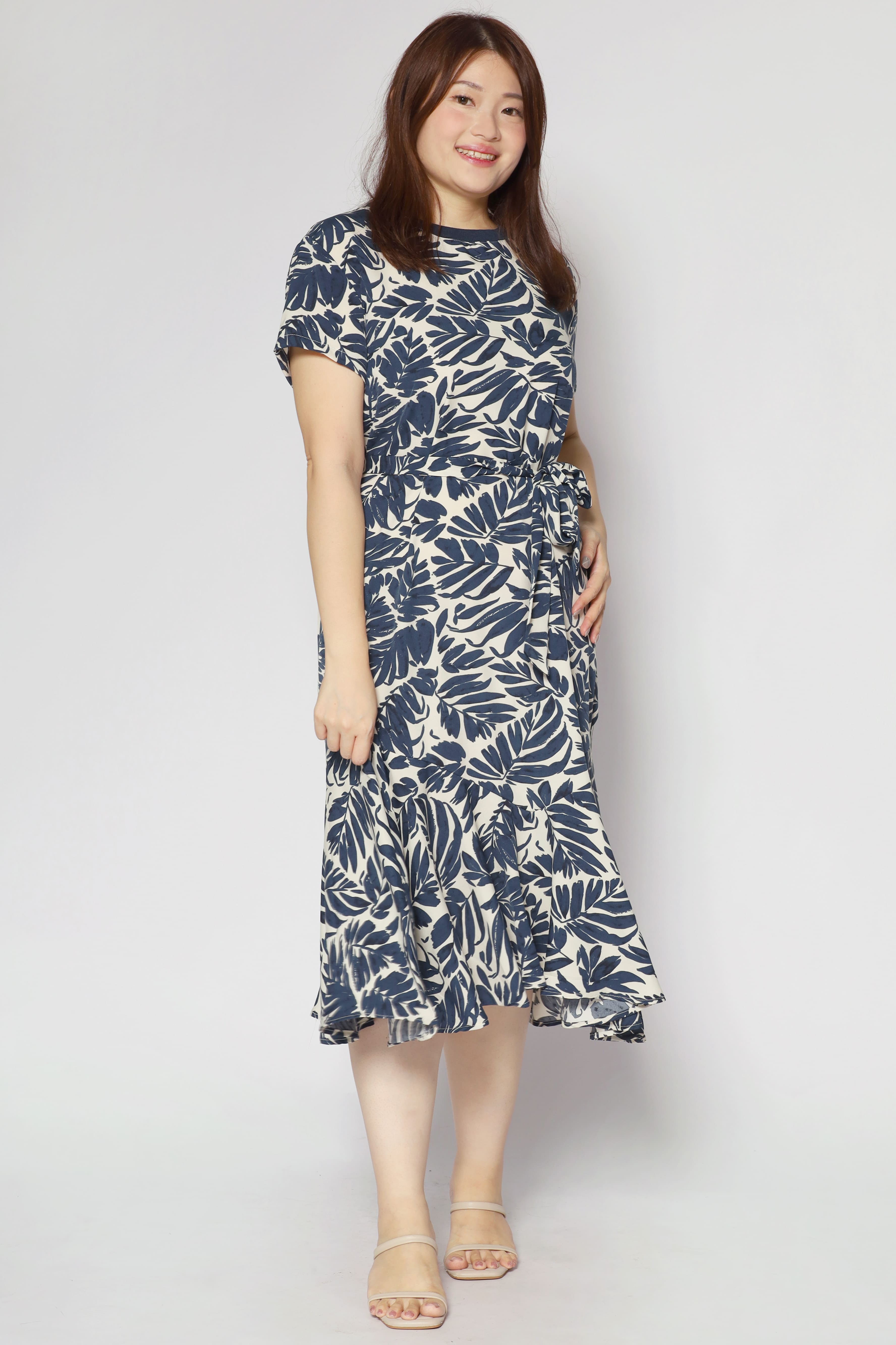 Gisele Dress in Navy Fern