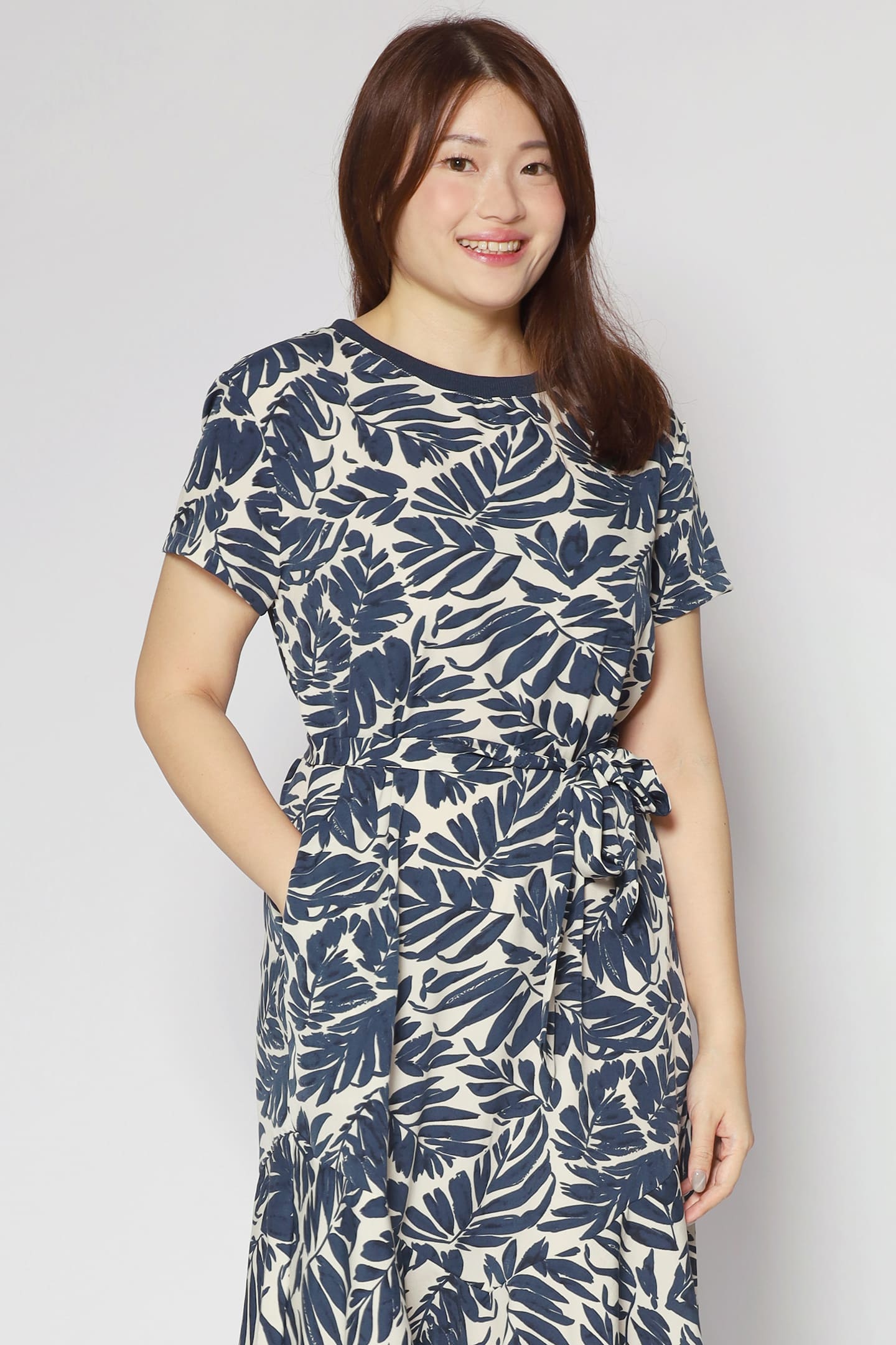 Gisele Dress in Navy Fern