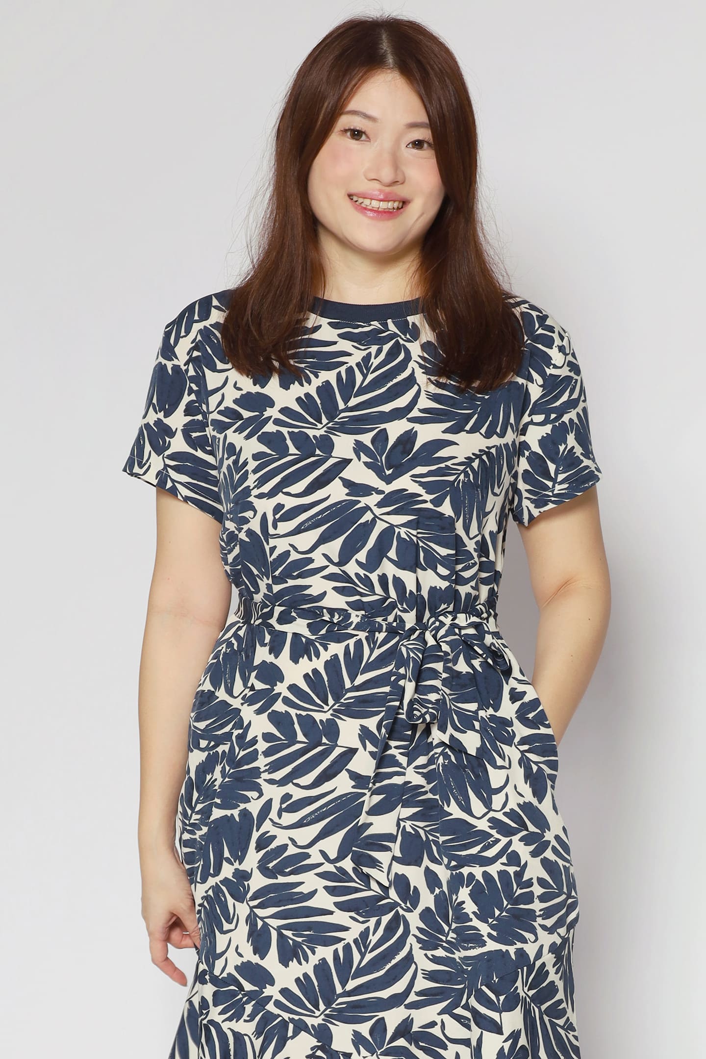 Gisele Dress in Navy Fern