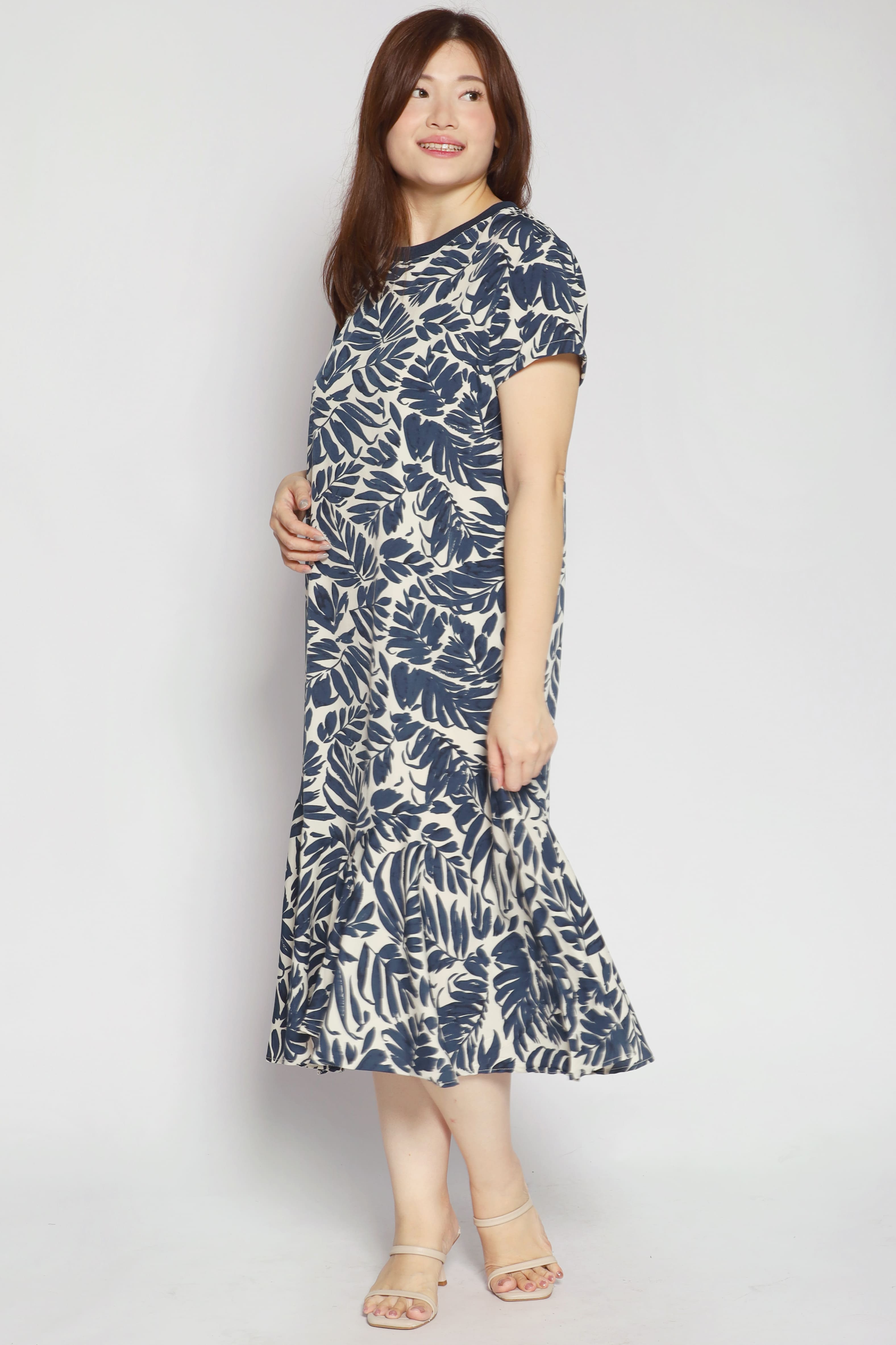 Gisele Dress in Navy Fern