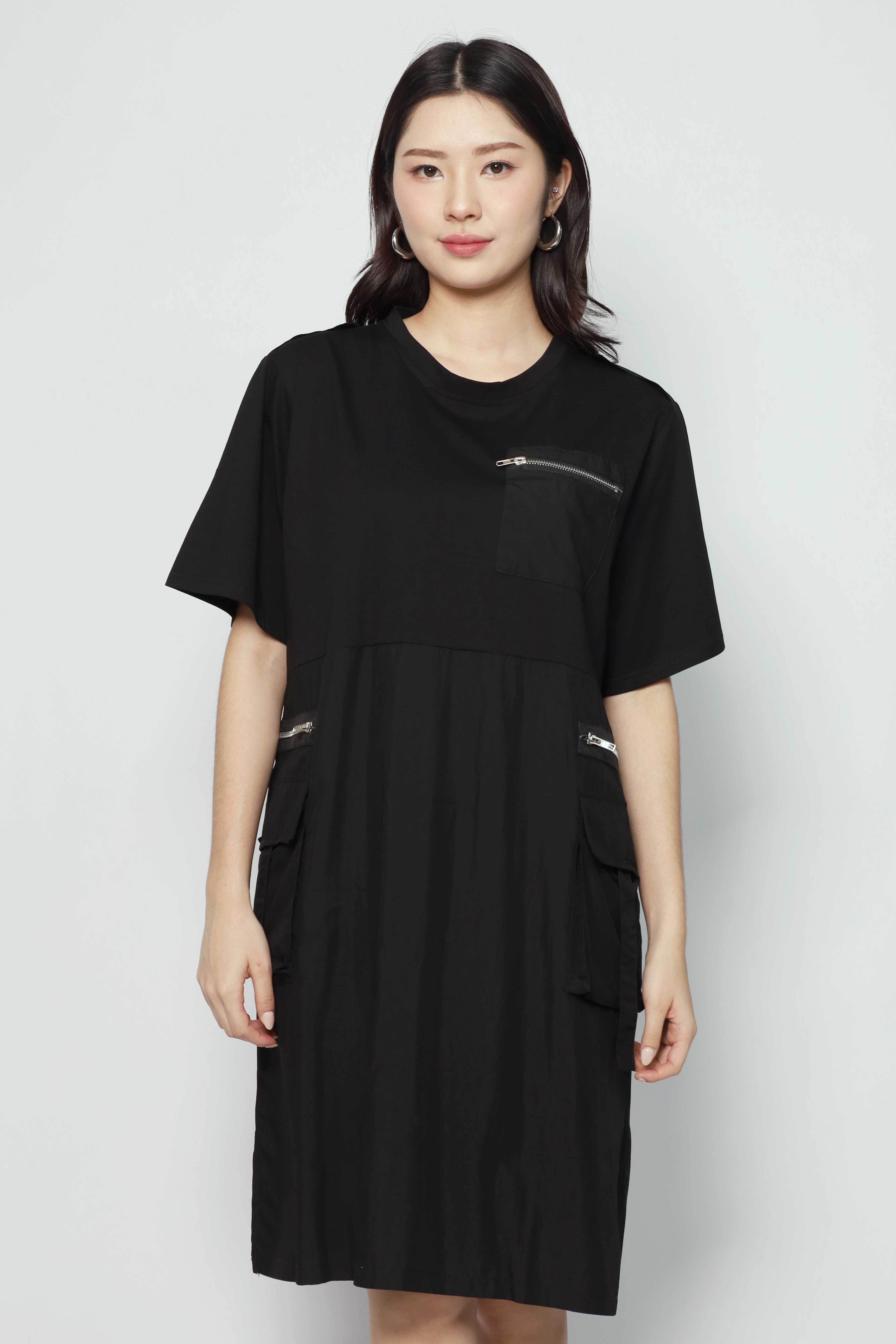 Goldie Zipper Dress in Black