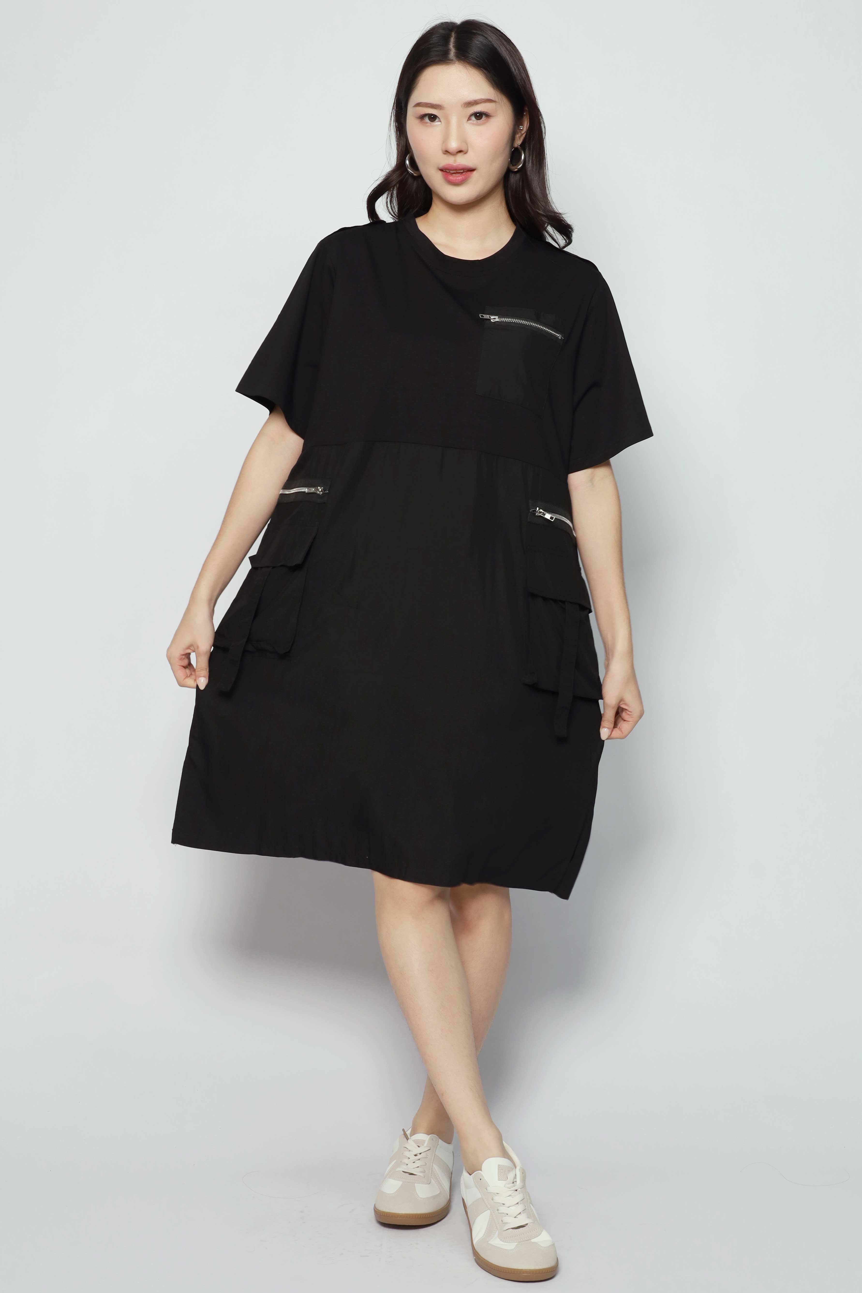 Goldie Zipper Dress in Black