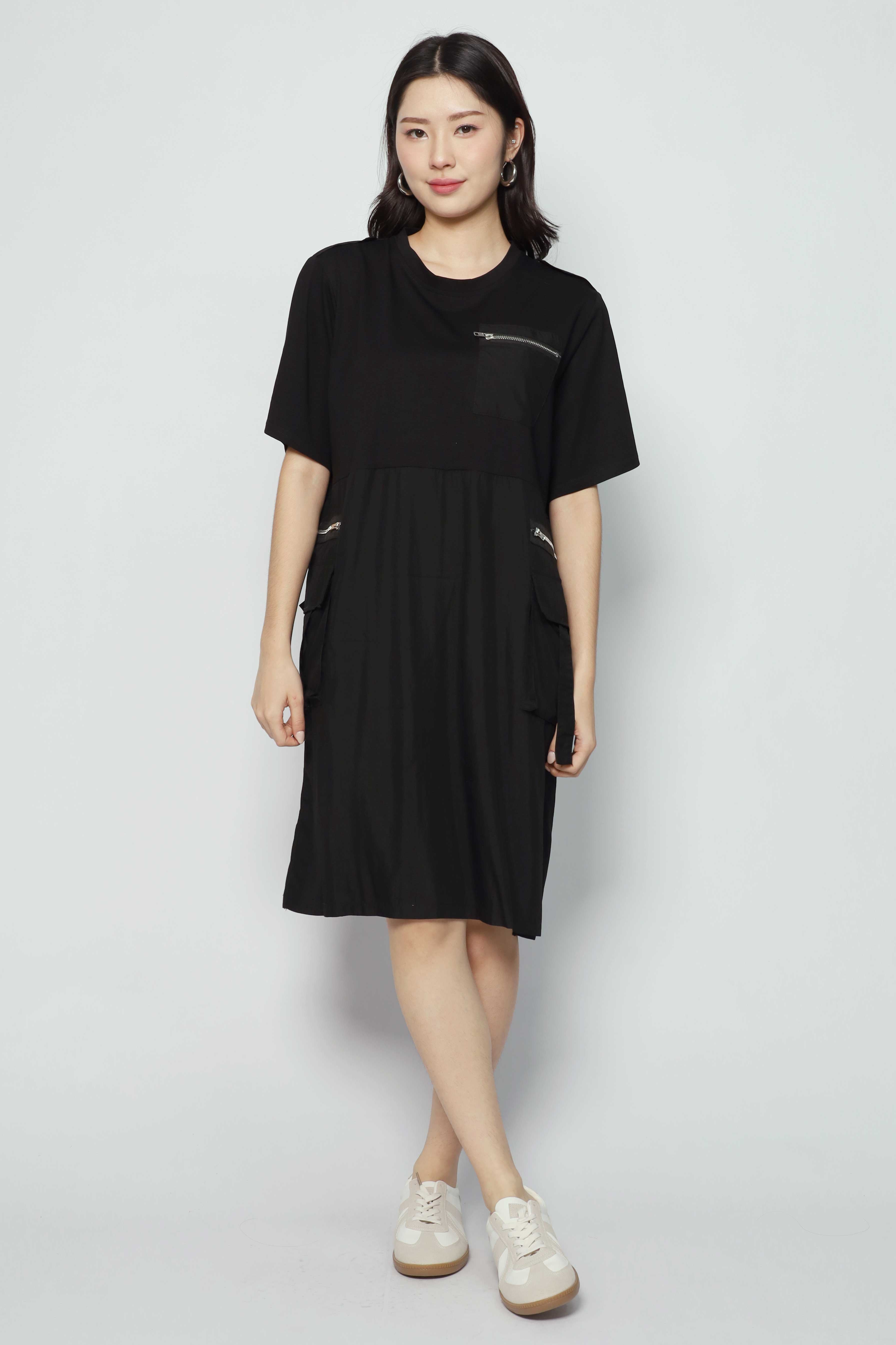 Goldie Zipper Dress in Black
