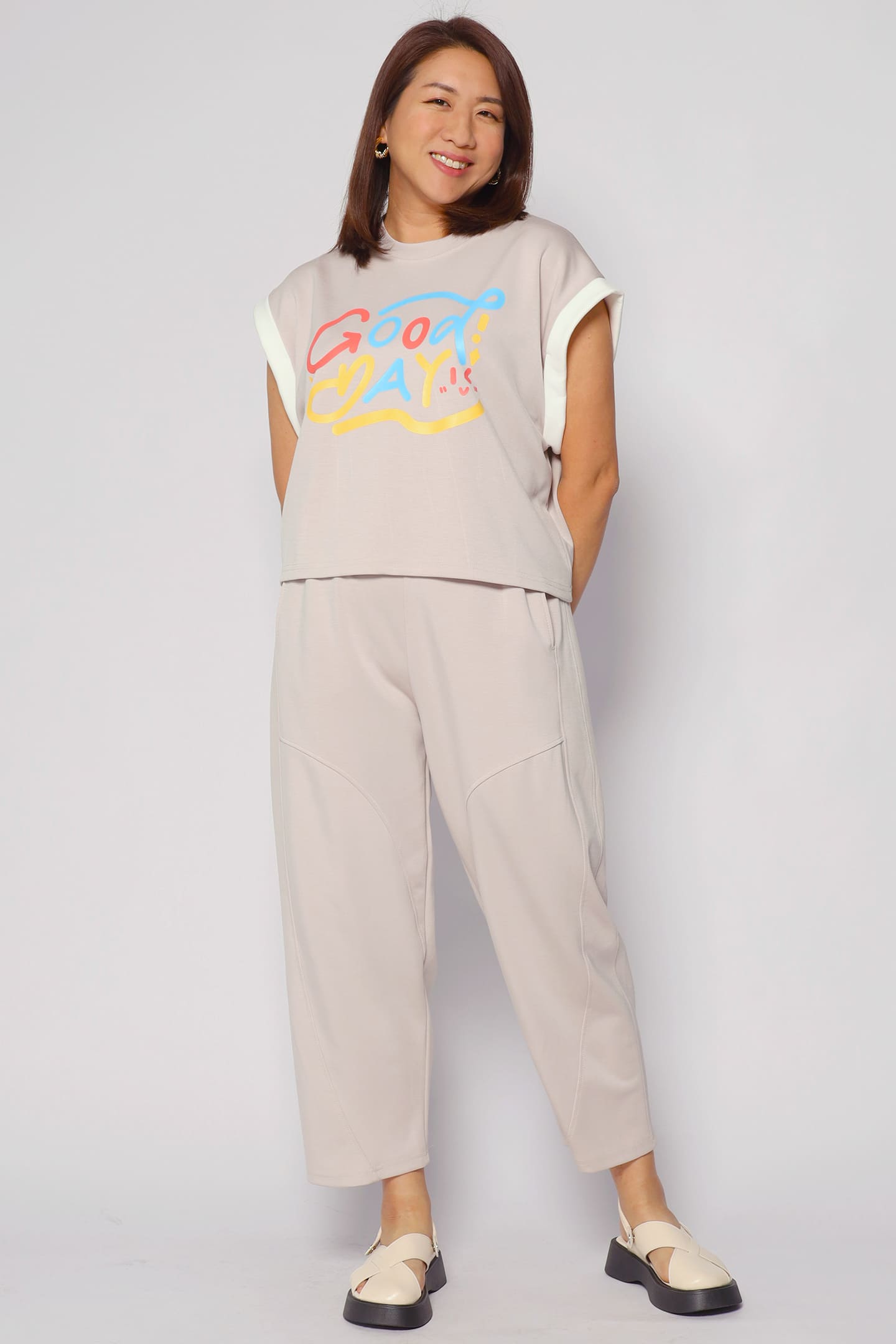 Good Day 2 in 1 Pants Set in Khaki Cream