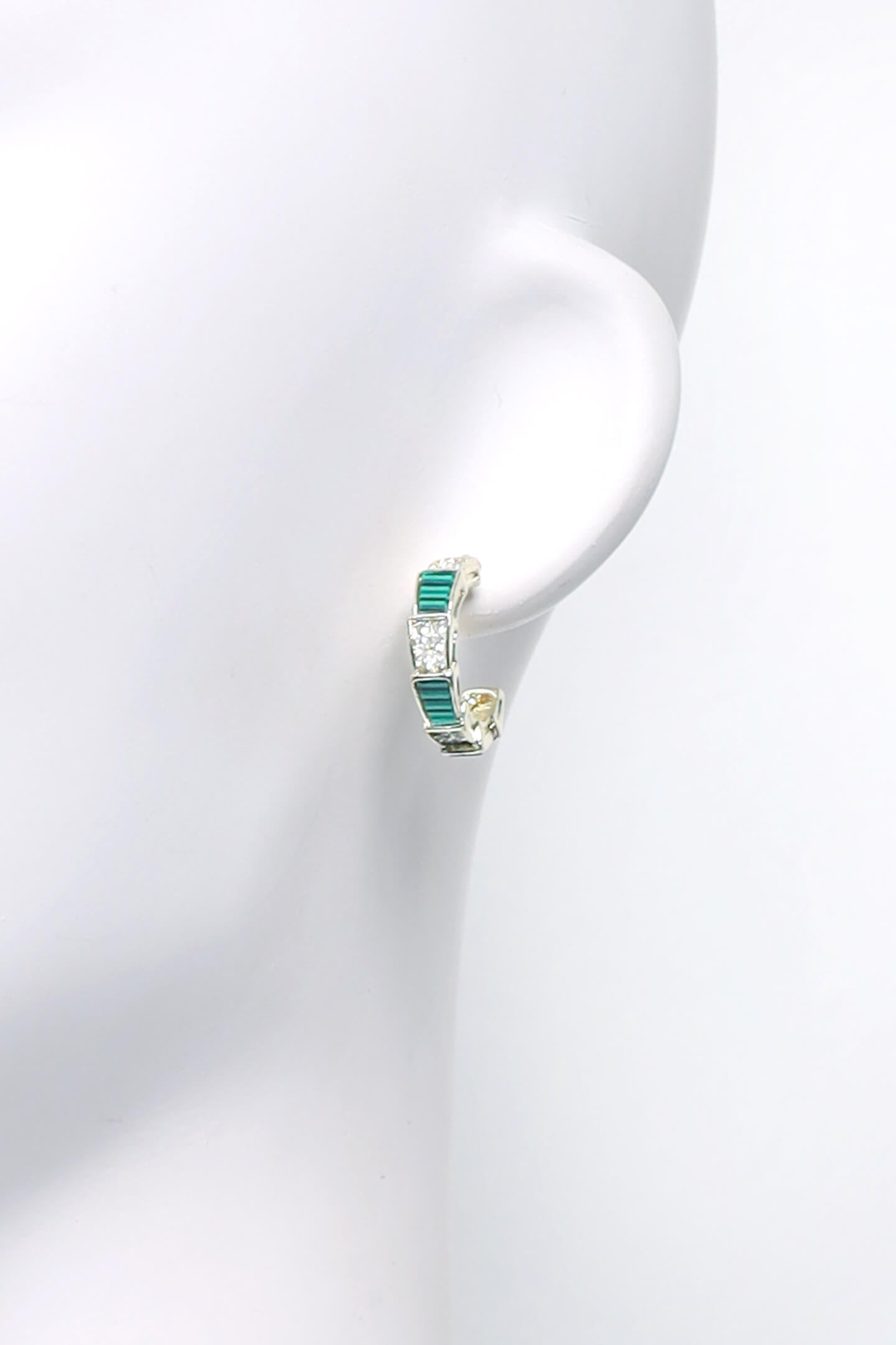 Emerald Embellished Hoop Earring