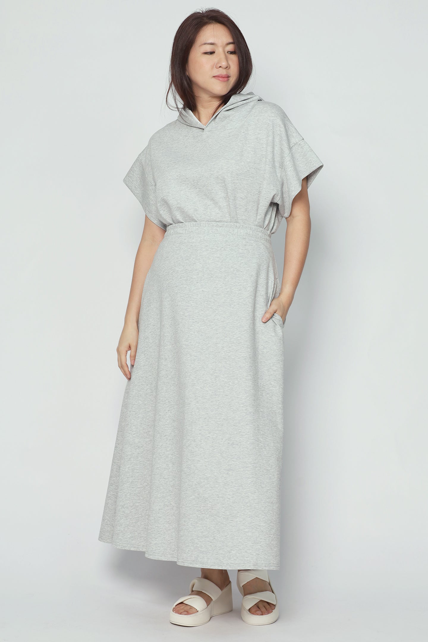 Hanny 2 in 1 Top and Skirt Set in Grey