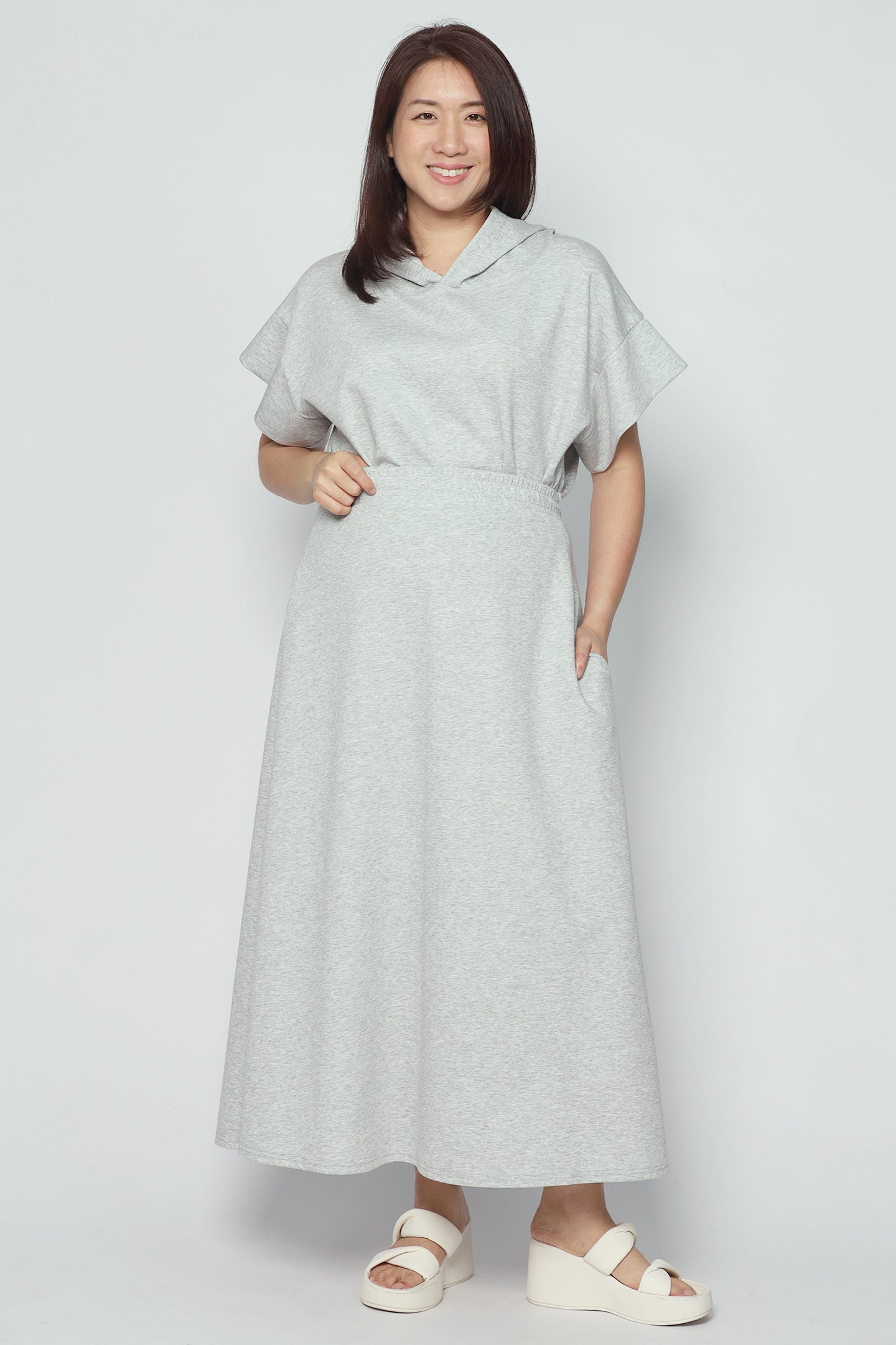 Hanny 2 in 1 Top and Skirt Set in Grey