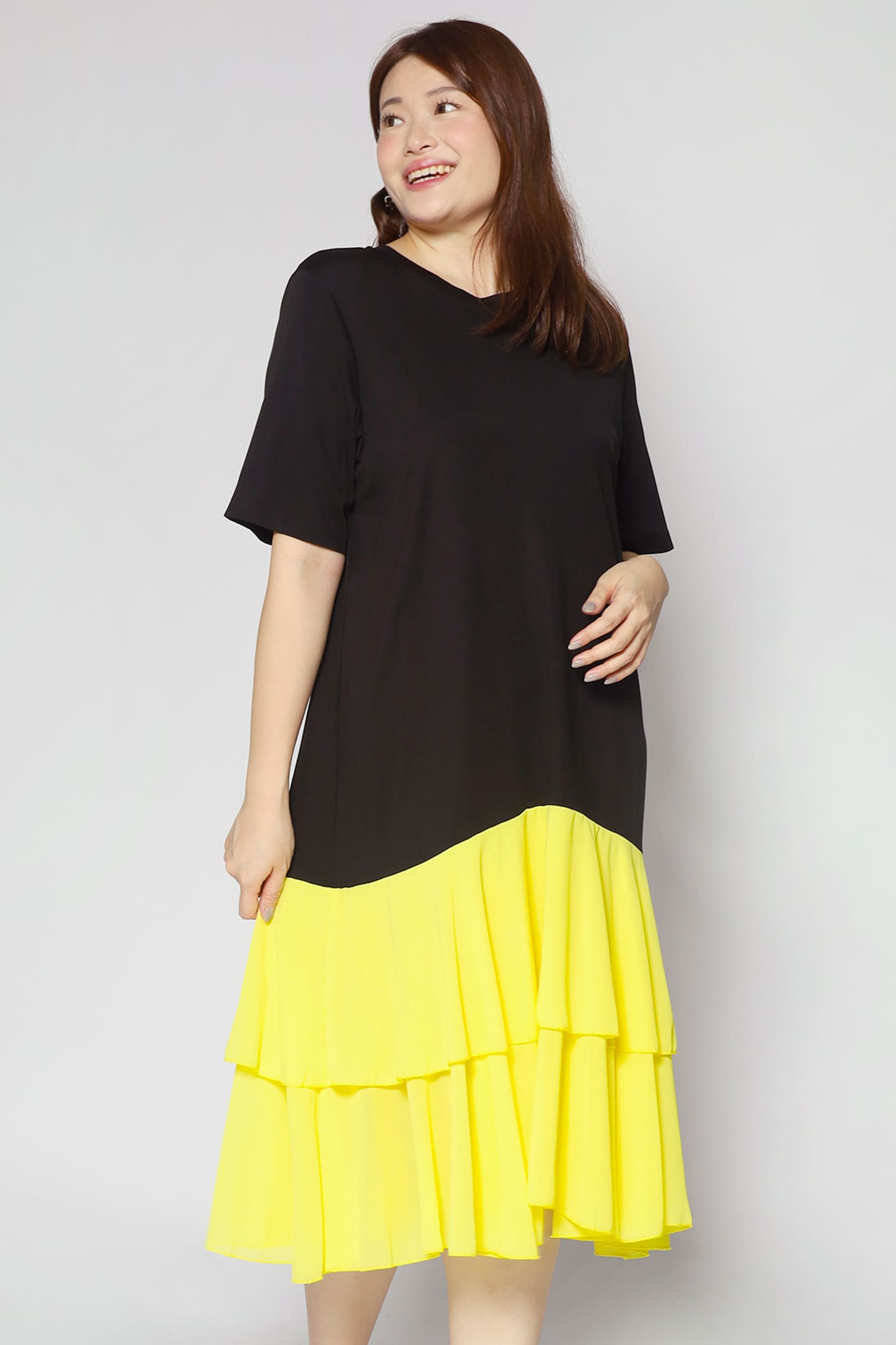 Harni Frill Dress in Yellow