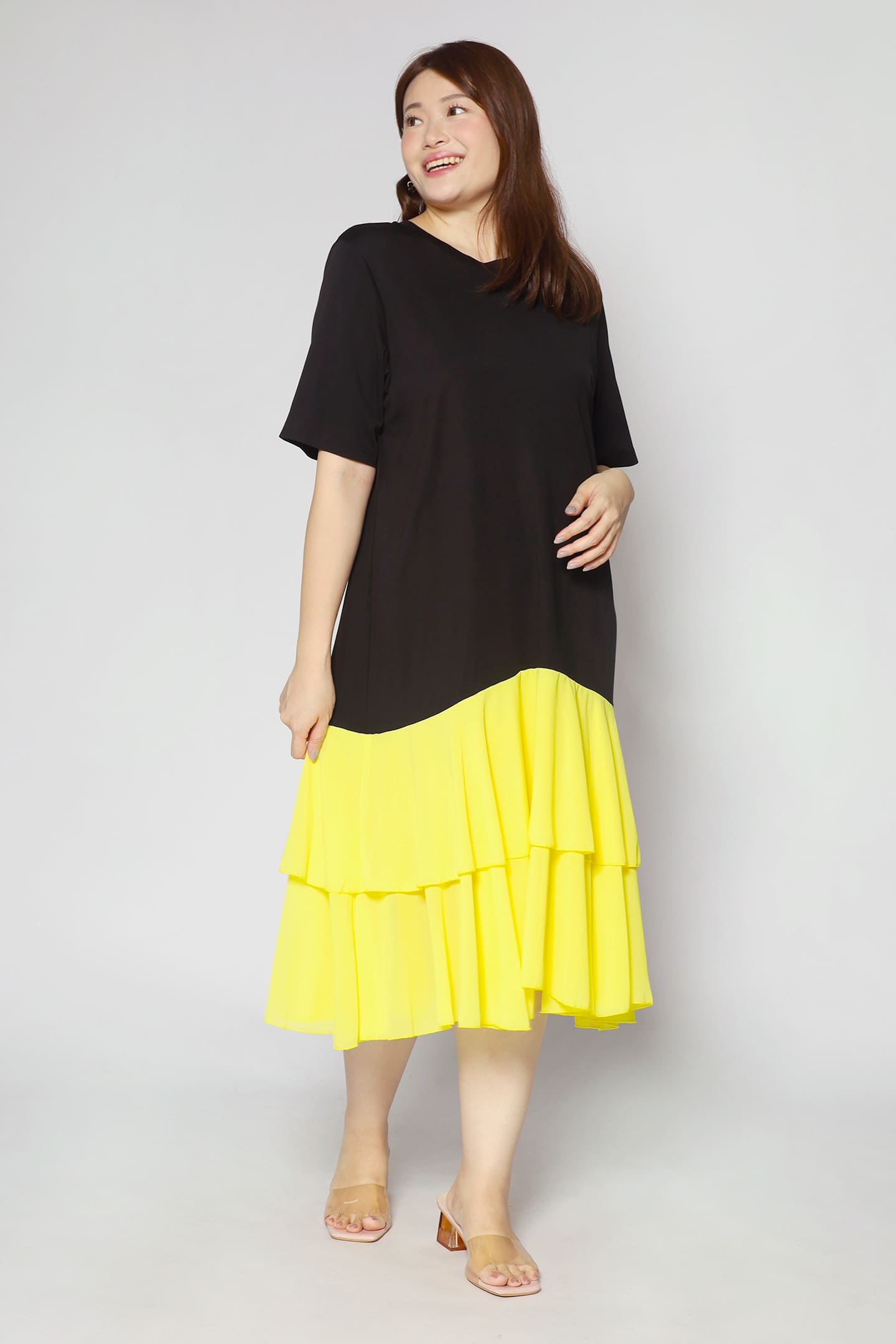 Harni Frill Dress in Yellow