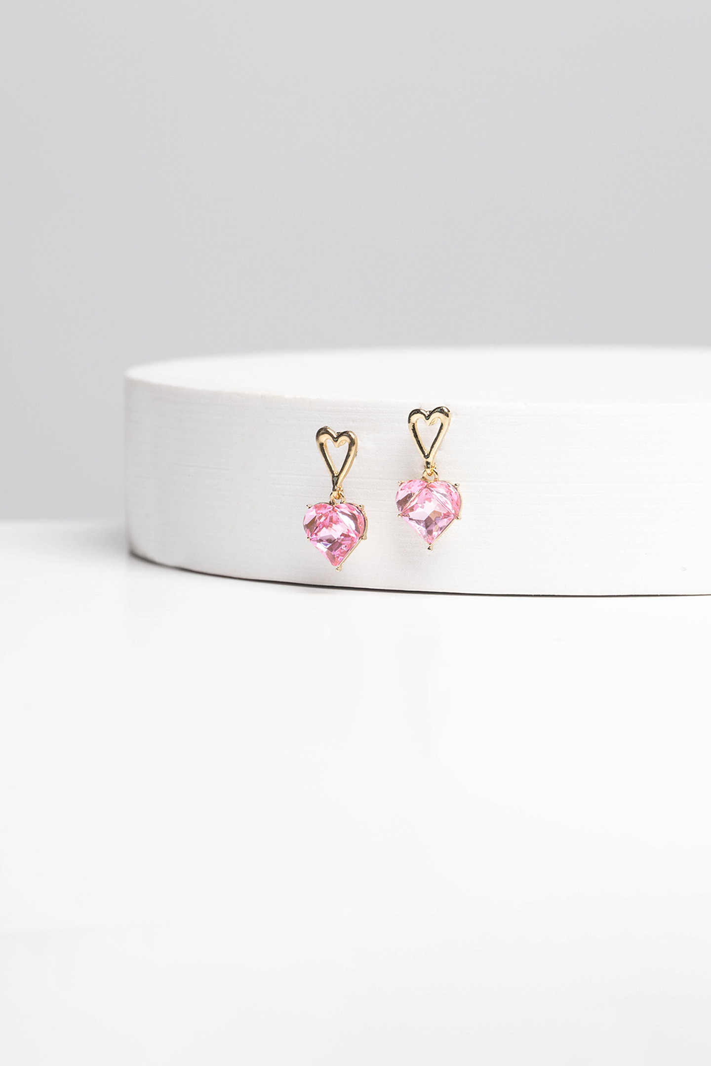 Pink Heart Crystal Earrings