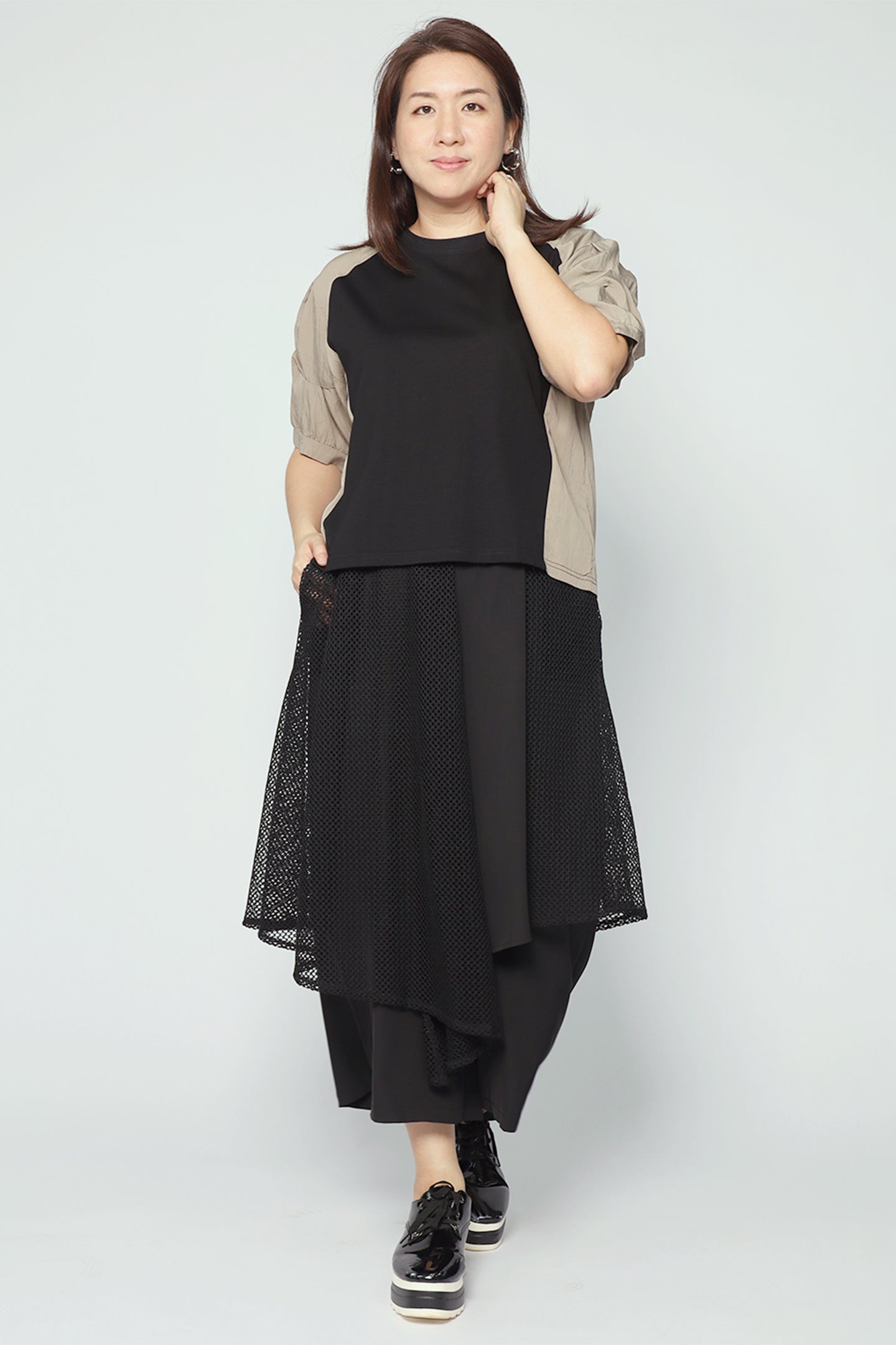 Ida Colourblock Top in Khaki