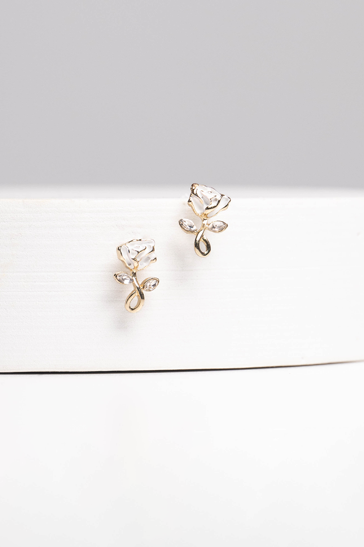 Freya White Rose Earrings