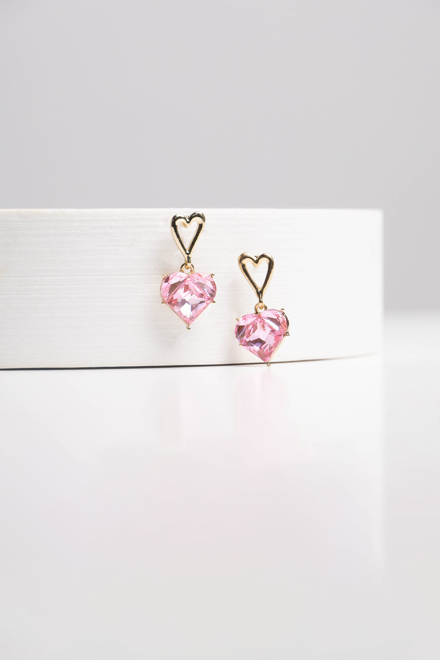 Pink Heart Crystal Earrings