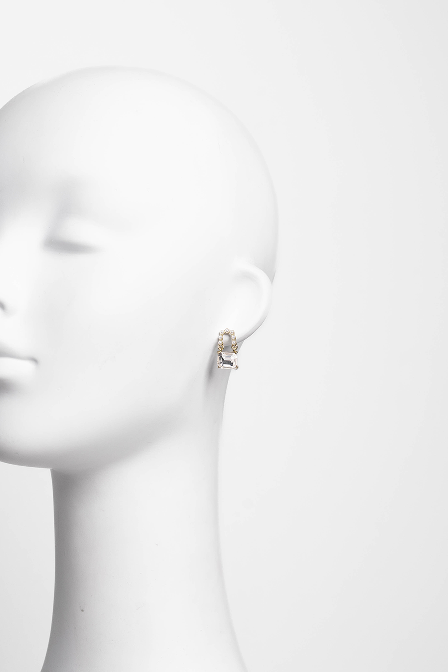 Theo Crystal Lock Pearl Earrings